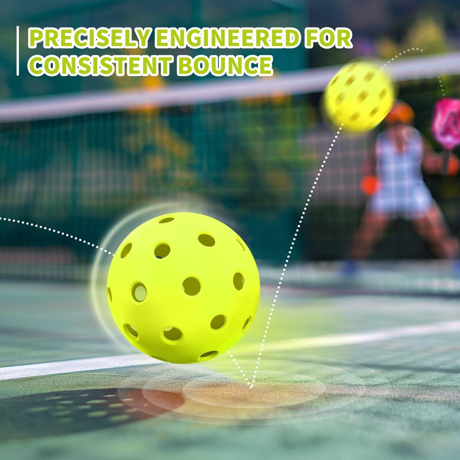 MOONHILL Pickleball Balls - Pickleball Accessories Set - Premium 12Packs 40-Holes Outdoor Pickleball Balls - Gifts for Women, Mens, Girls, Standard Pickle Balls for All Style Pickleball Paddle