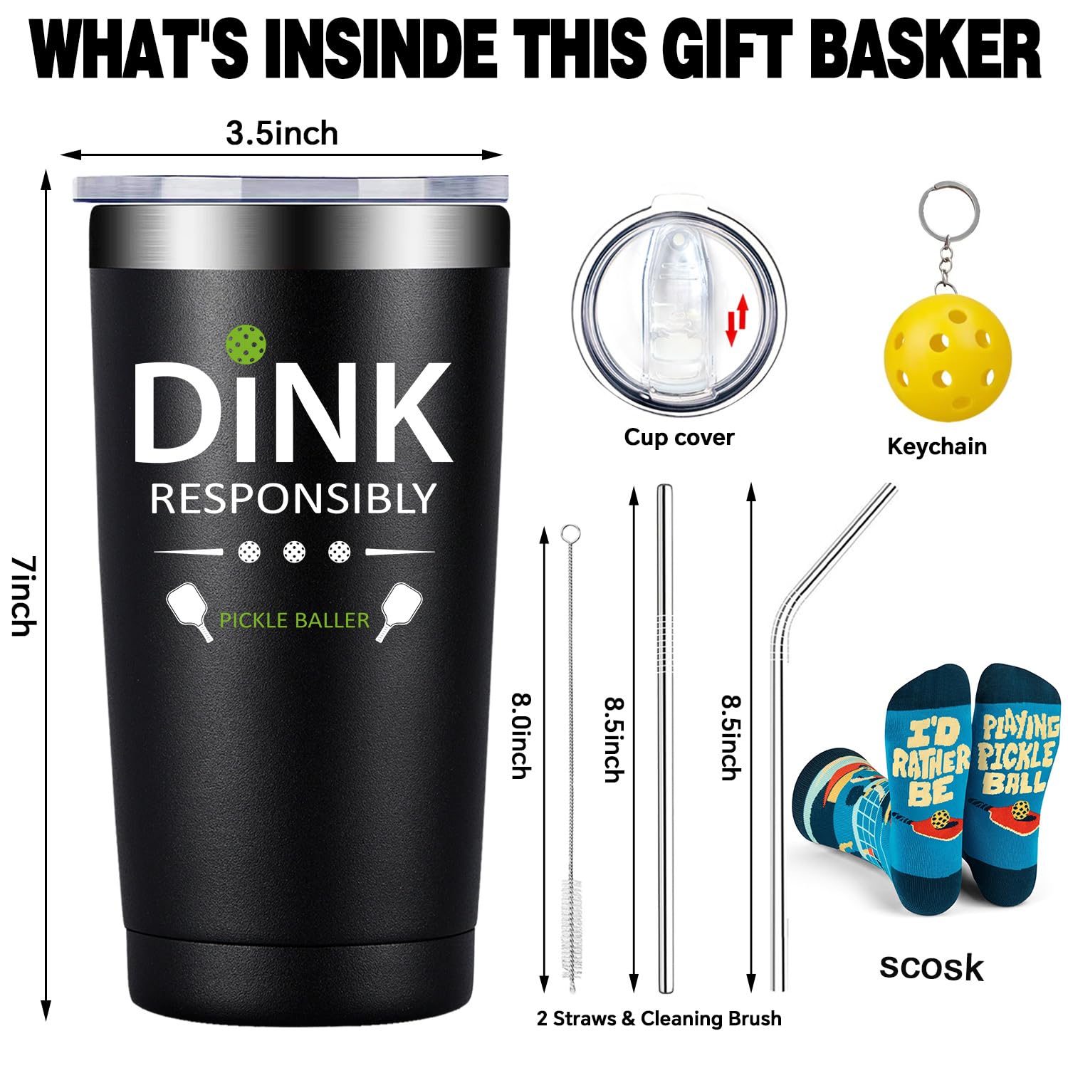 Fufandi Pickleball Gifts for Men Women - Pickle Ball Dink Responsibly - Gifts for Pickleball Lovers - Christmas, Birthday Gifts for Pickleball Lovers, Pickleball Player, Pickleball Coach - Tumbler