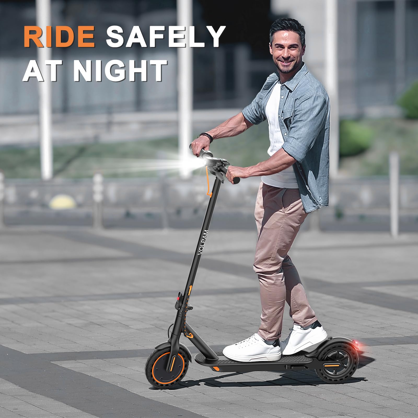 VOLPAM Adult Electric Scooter, 350W/500W/800W Powerful Motor, 8.5"/10"/11'' Solid Tires, 19/21/31Mph, 32/28/23/21/18/16Miles Max Range, Dual Braking