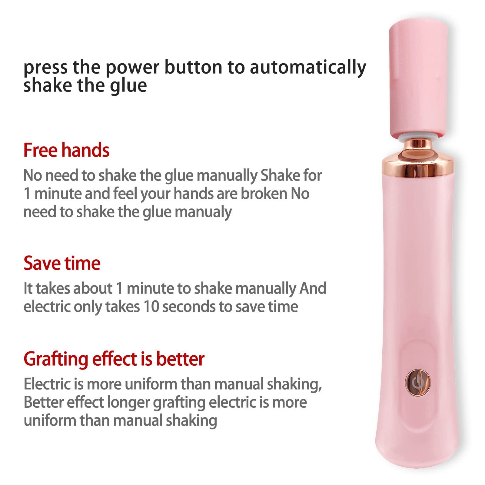 Pink Electric Nail Lacquer Shaker, Glue Shaker for Eyelash Extensions, Eyelash Lacquer Shaker, Electric Shaker Time Saving Handsfree Tool Glue Nails Polish