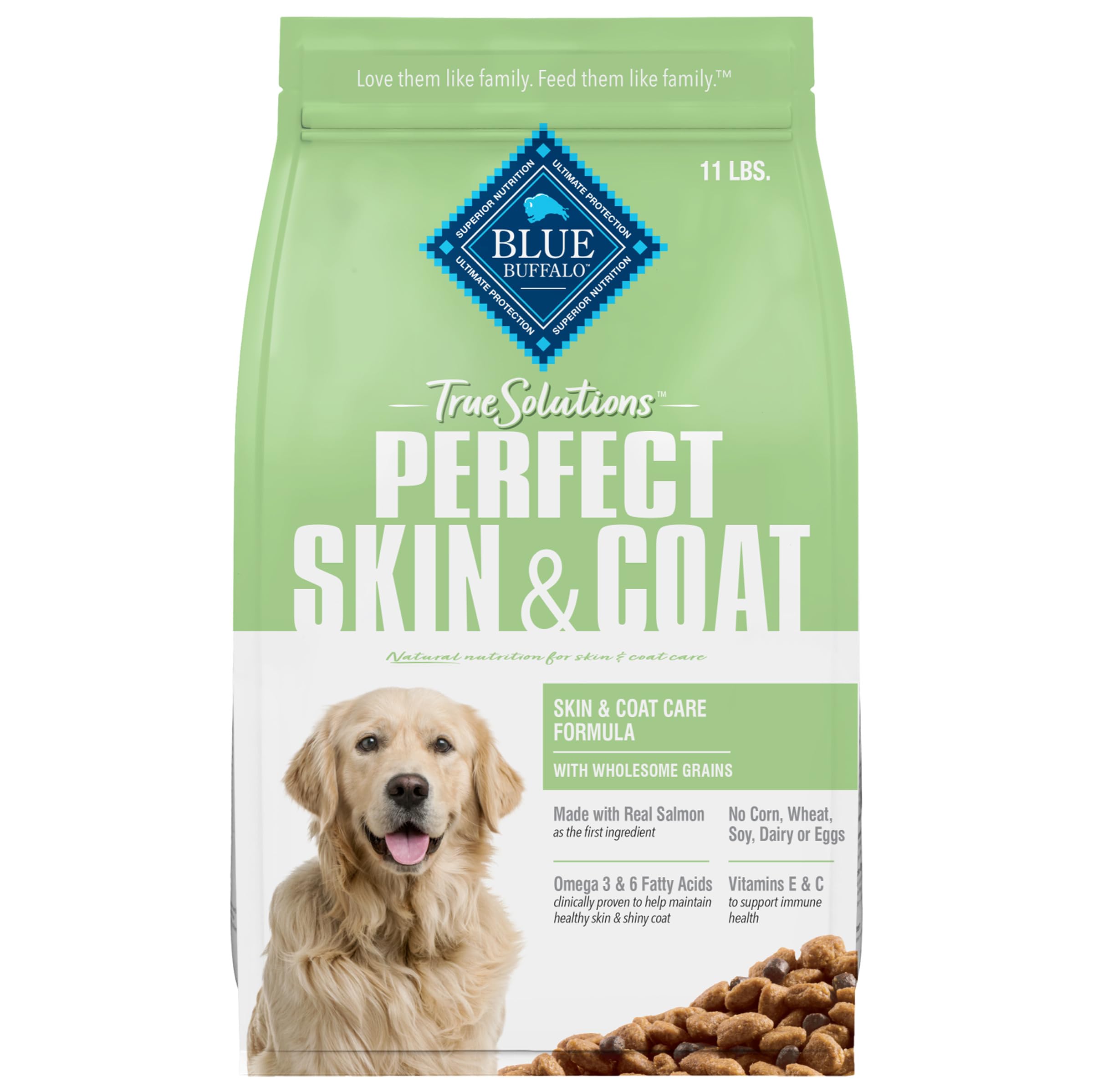 Blue Buffalo True Solutions Perfect Skin & Coat Natural Dry Food for Adult Dogs, Salmon, 11-lb. Bag