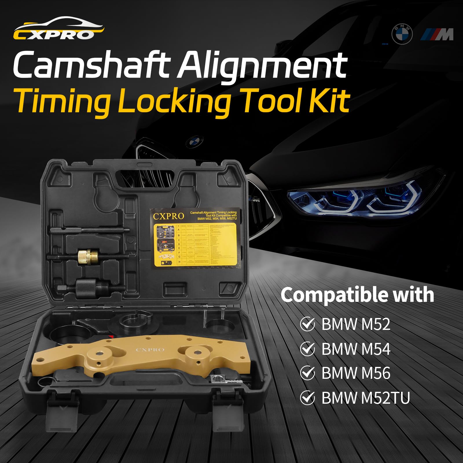 CXPRO Double Vanos Camshaft Alignment Timing Locking Tool Kit, Engine Timing Tool Set Compatible with BMW M52, M54, M56, M52TU