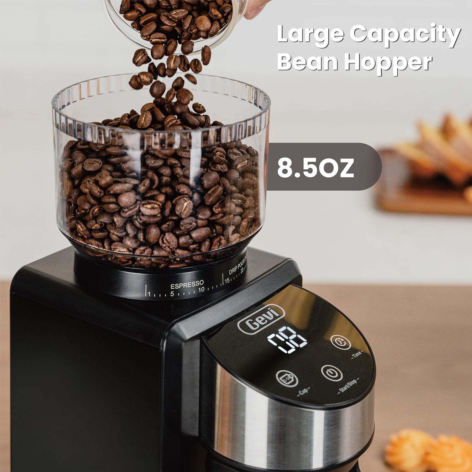 Gevi Burr Coffee Grinder, Adjustable Conical Burr Mill with 35 Precise Grind Settings, Anti-Static, Coffee Grinder Electric for Espresso/Drip/Percolator/French Press/American/Turkish Coffee Makers