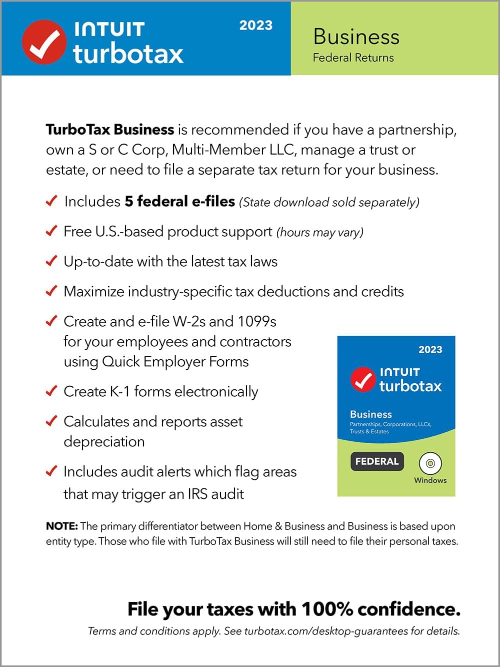 TurboTax Business 2023 Tax Software, Federal Tax Return [PC Disc]