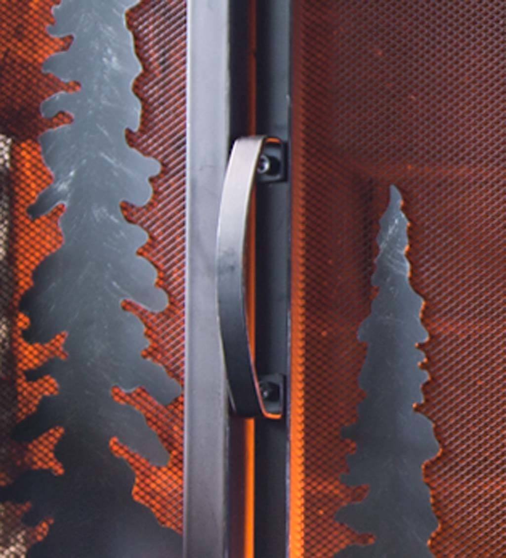 Plow & Hearth Metal Fireplace Screen Cabin Flatguard Black | 44" W x 33" H | Spark Guard Indoor Grate | Wood Stove Accessories
