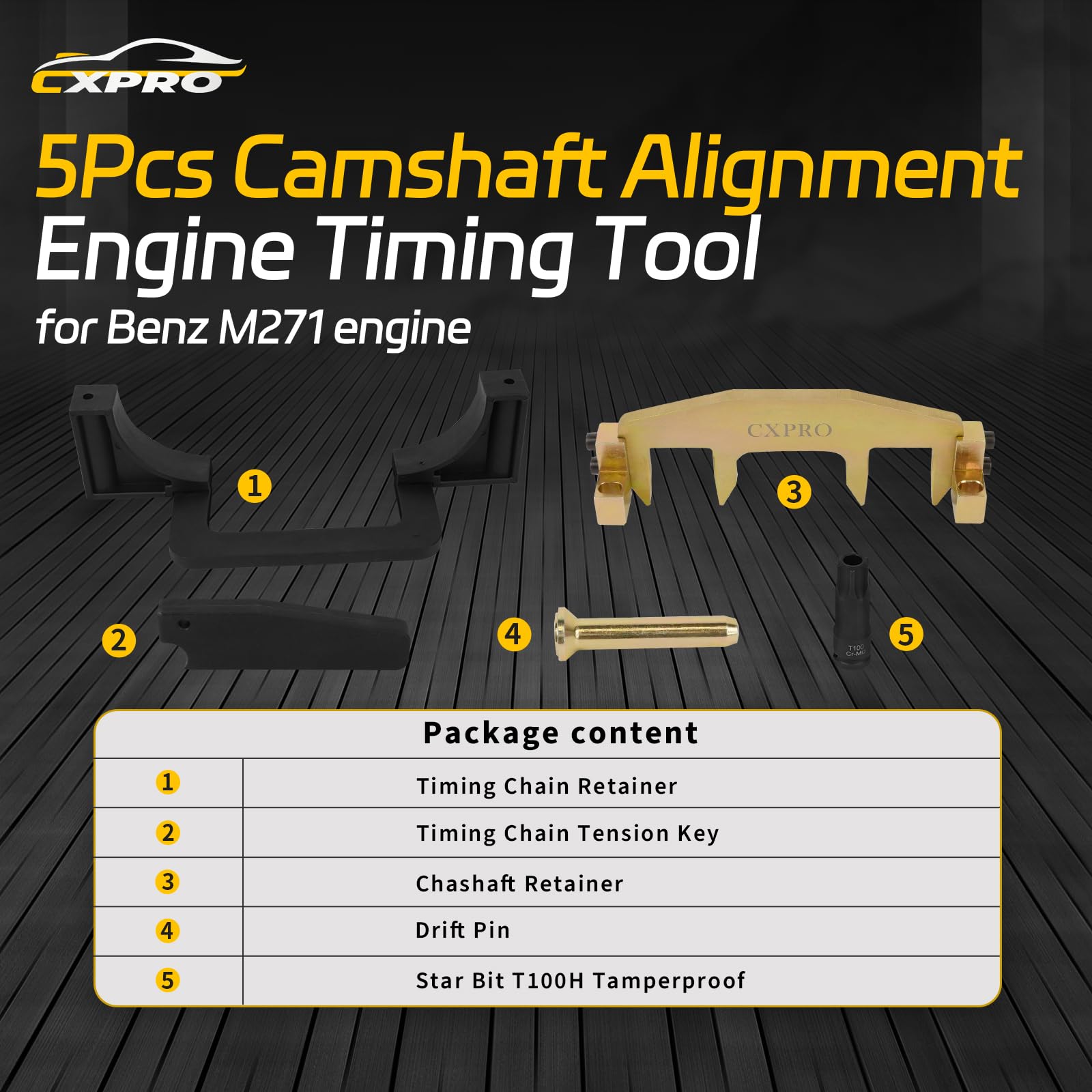 CXPRO 5Pcs Camshaft Alignment Engine Timing Tool for CLK/SLK/CLC Mercedes Benz M271 Engine