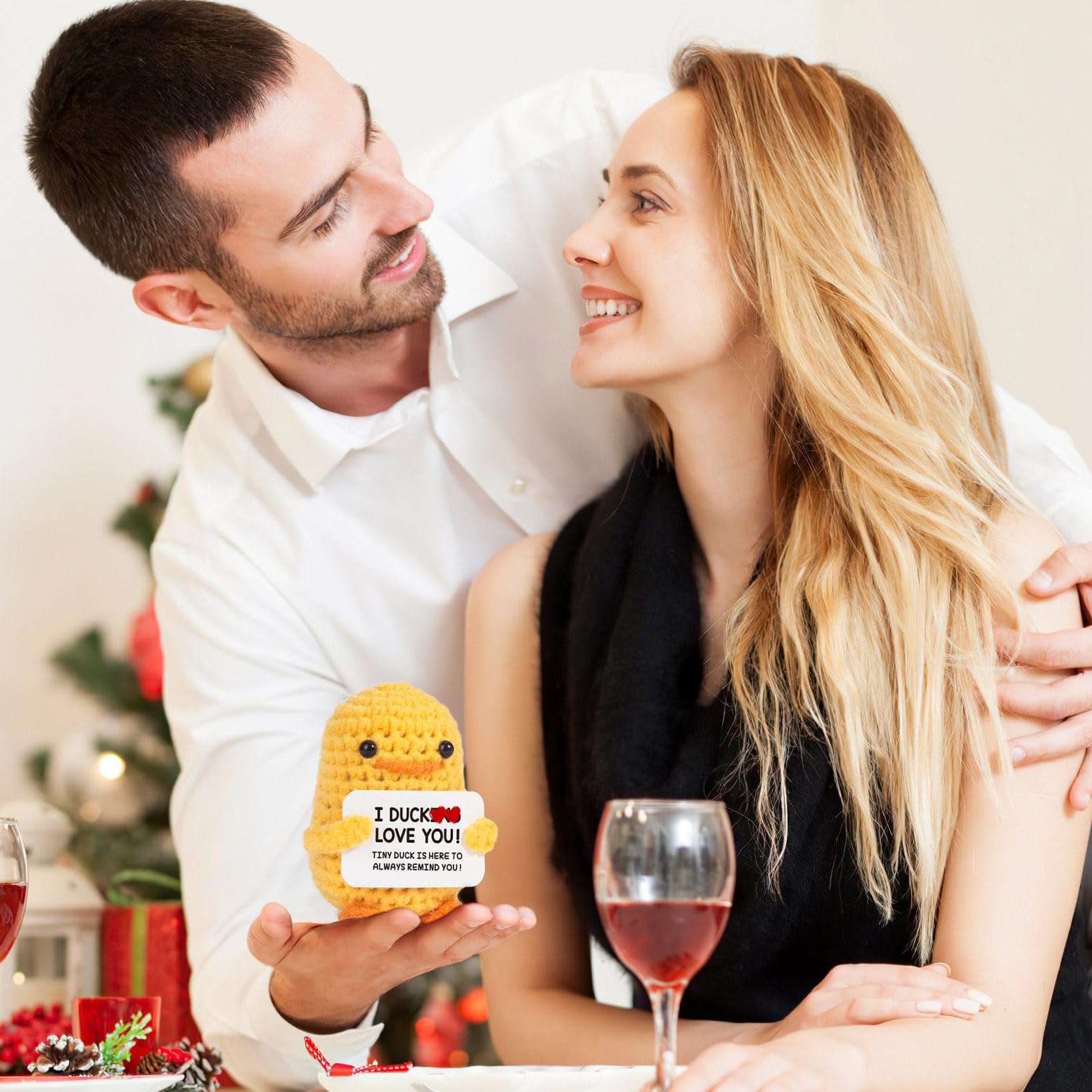 MBL Boyfriend Girlfriend Wife Husband Gifts, I Duck Love You - Handmade Crochet Funny Cute Duck for Couple Fiance Wife Husband Him Her Birthday Christmas Stocking Stuffers Valentine's Day Gifts