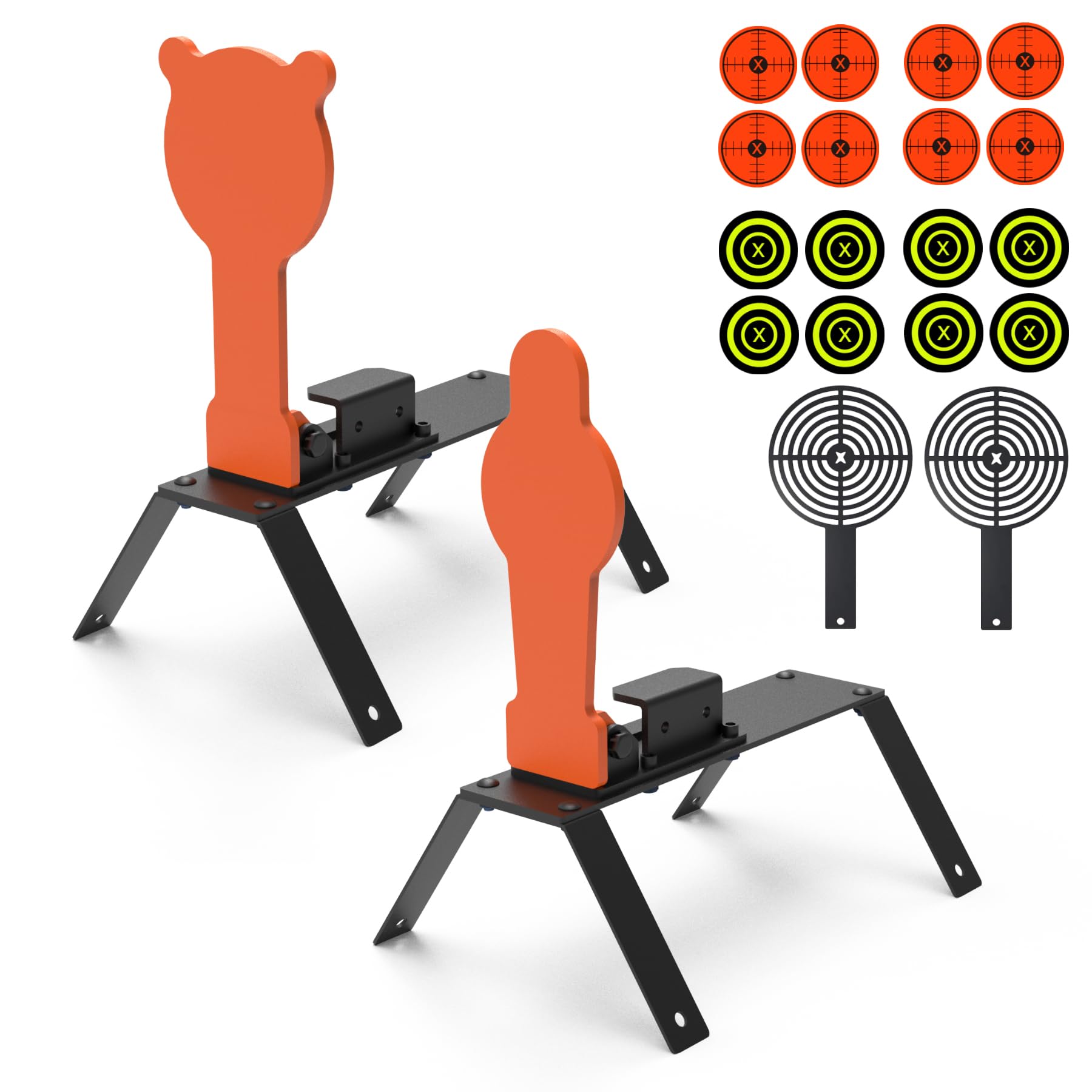 KNINE OUTDOORS 3/8'' AR500 Auto Reset Target, Steel Target for Shooting Range, Suitable for Pistol, Rifle, Handgun, Shotgun, Rimfire (Gong and Silhouette)
