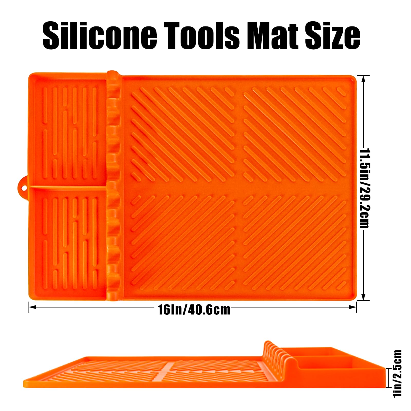 Silicone Grill Mat, Large Size Silicone Side Shelf Griddle Tools Spatula Mat with Drip Pad for Outdoor Grill Kitchen Countertop, Reusable Black-stone Griddle Accessories, Orange