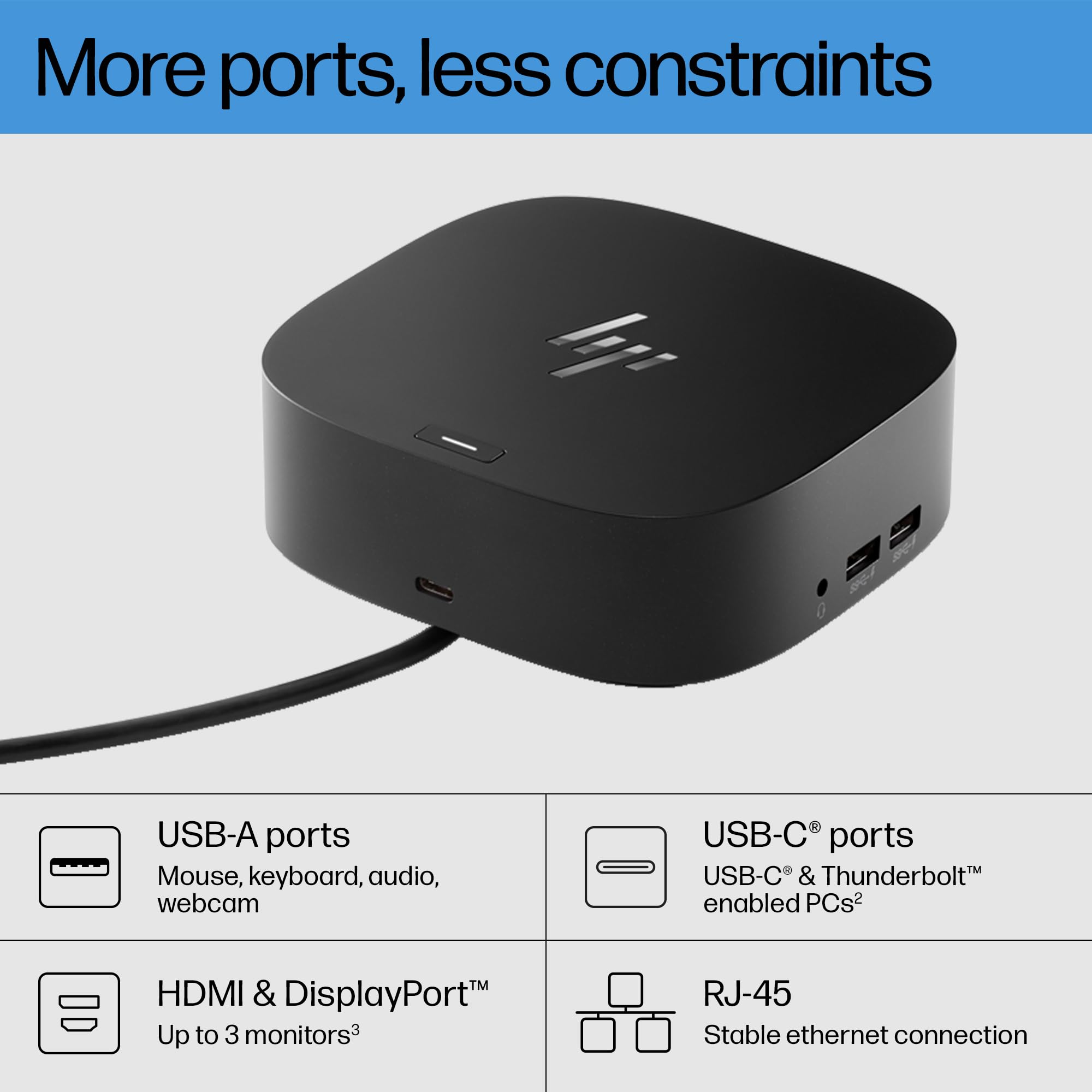 HP USB-C Dock G5-11-in-1 Adapter for Both USB-C and Thunderbolt-Enabled Laptops, PCs, & Notebooks - for Charging, Networking, or Data Transfers - Great for Secure & Remote Management,Black