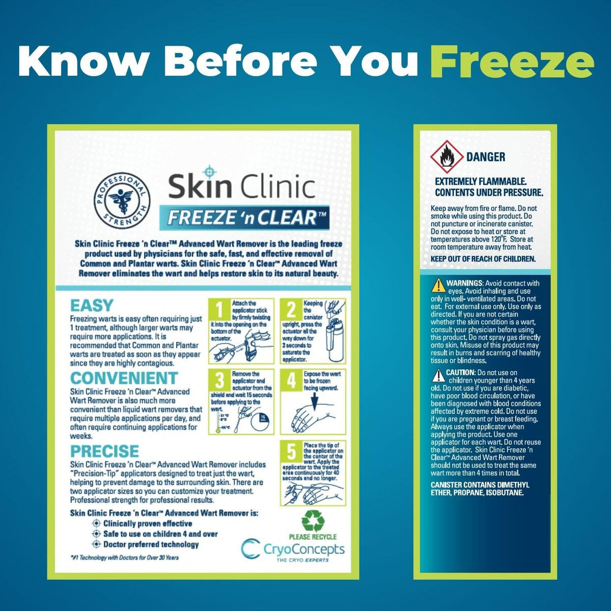 Skin Clinic FREEZE 'n CLEAR™ Advanced Wart Remover, Tough on Warts, Gentle on Skin, (12 Precision Applicators)