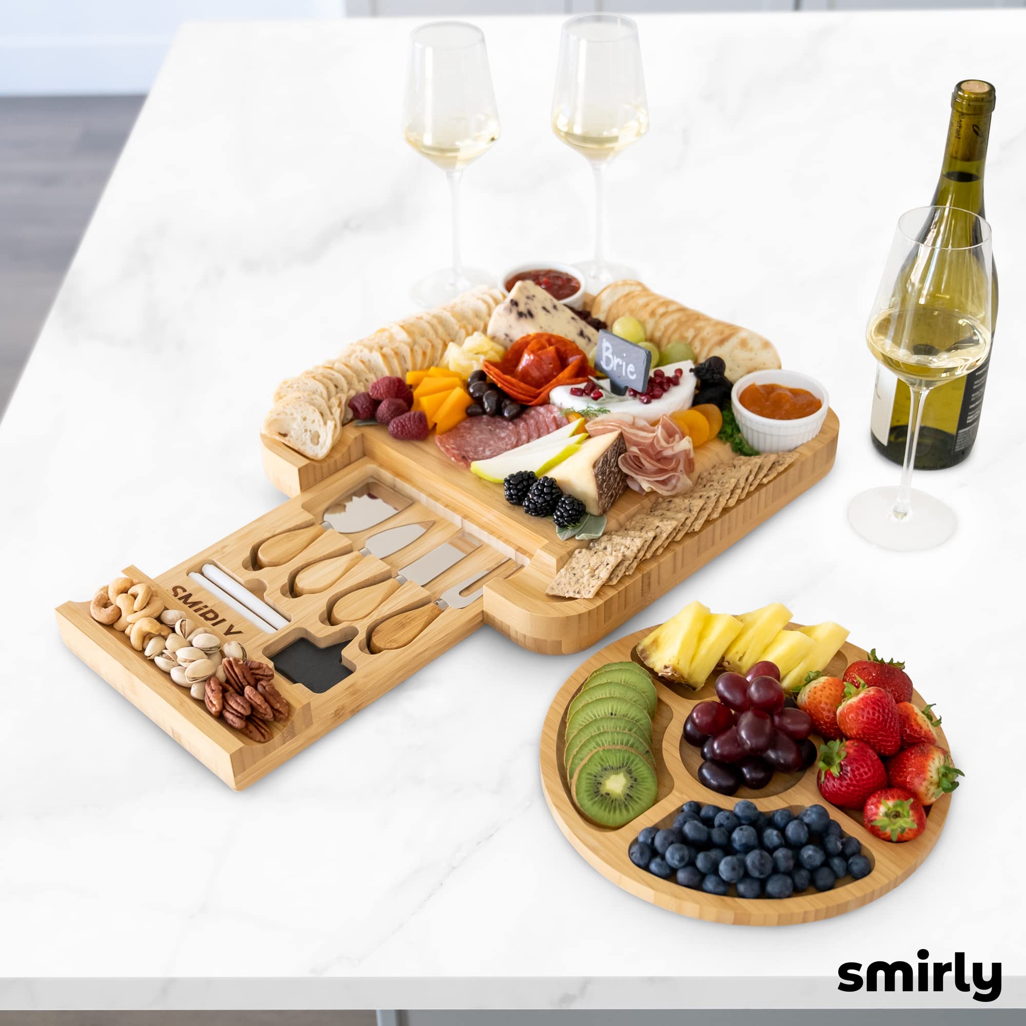 SMIRLY Charcuterie Boards Gift Set: Charcuterie Board Set, Bamboo Cheese Board Set - House Warming Gifts New Home, Wedding Gifts for Couple, Bridal Shower Gift