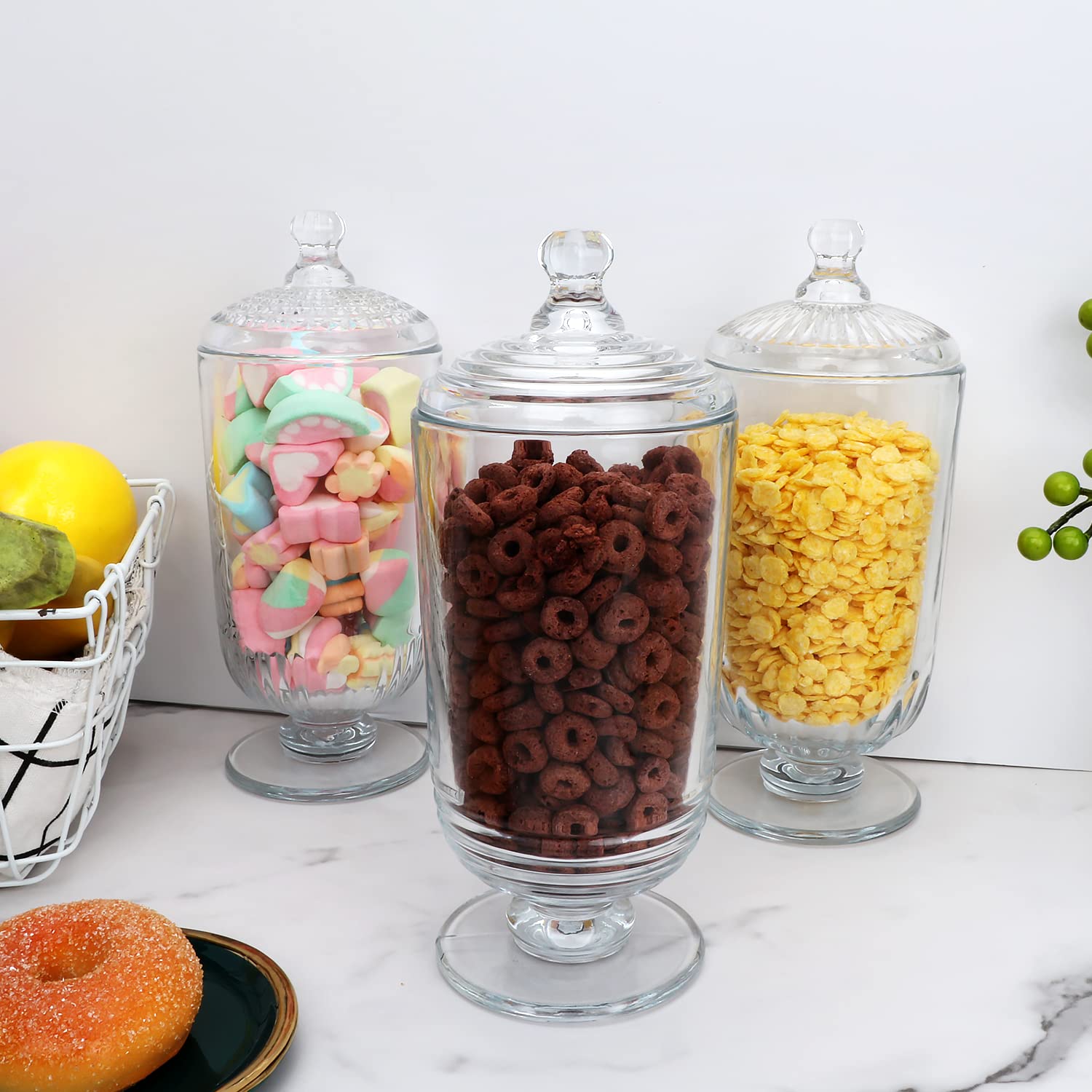 Woaiwo-q Candy Jars Set of 3,27oz Clear Apothecary Jars,Glass Storage Jars for DIY Projects,Wedding Favors,Shower Favors