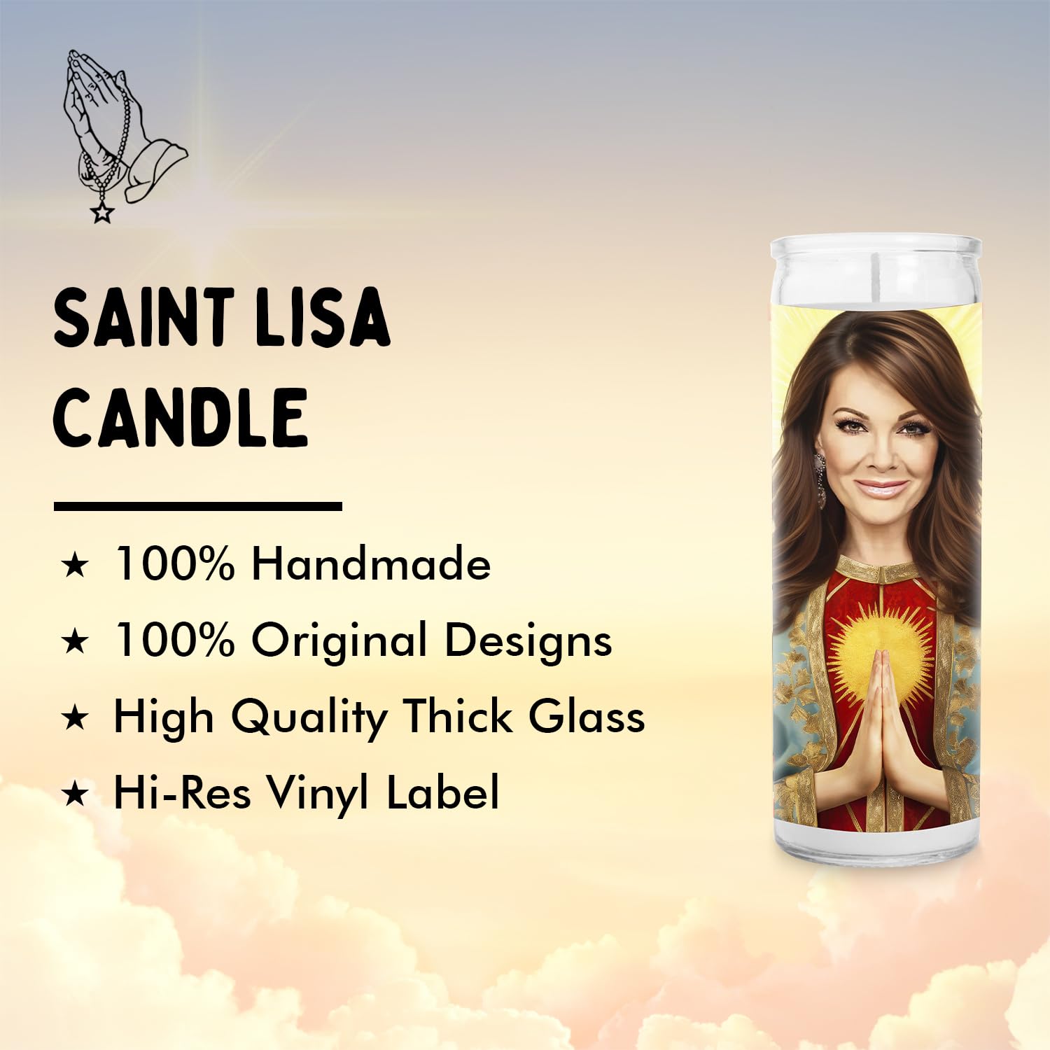 Lisa V Celebrity Candle - Saint Candle -Glass Votive Gift for Lisa Fans - Handmade in USA - Novelty Celebrity Gift