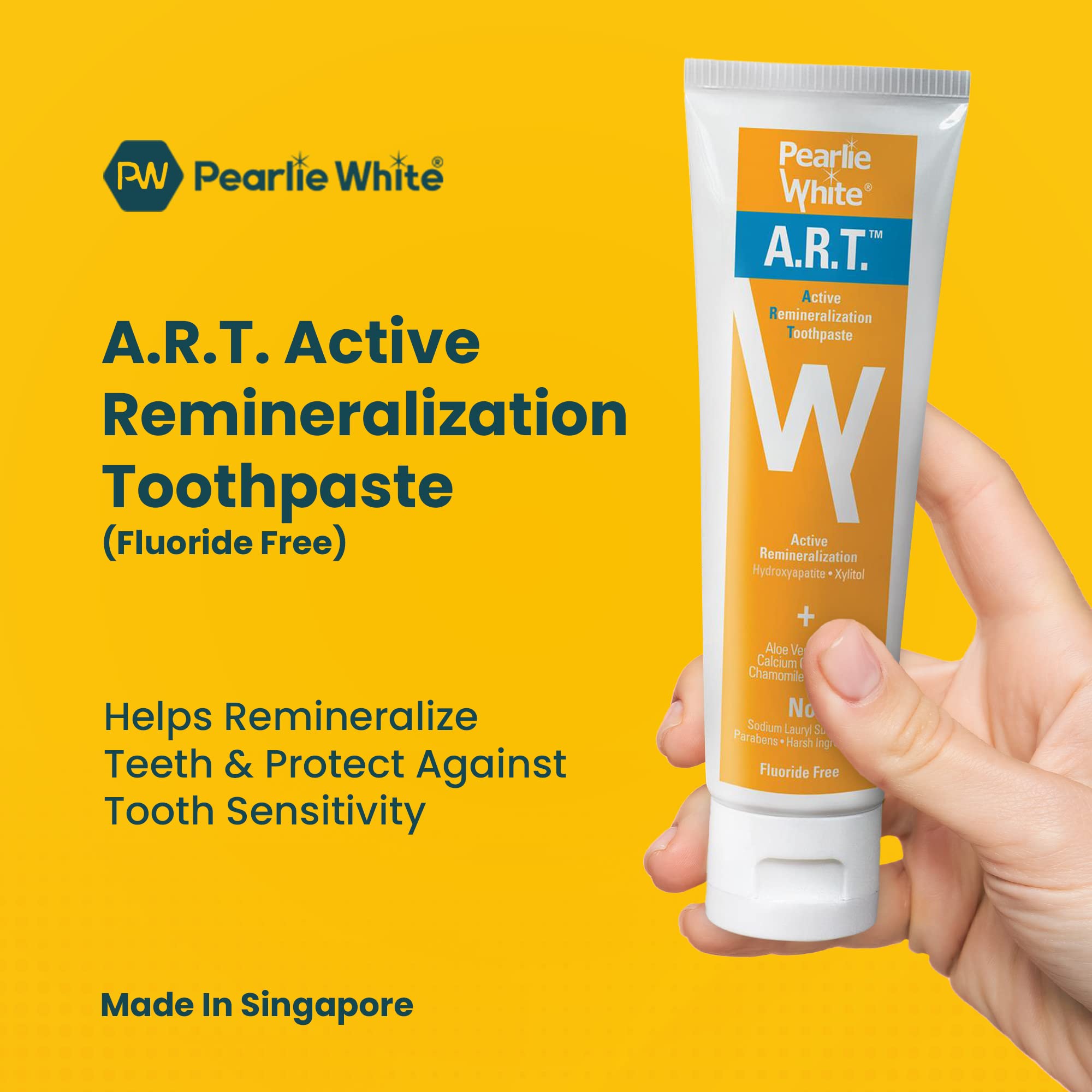 Pearlie White Active Remineralization Fluoride Free Toothpaste - 3.8oz/110gm - Remineralizing Toothpaste for Tooth Enamel Repair - Helps Remove Stains - Contains Hydroxyapatite and Xylitol - Pack of 2