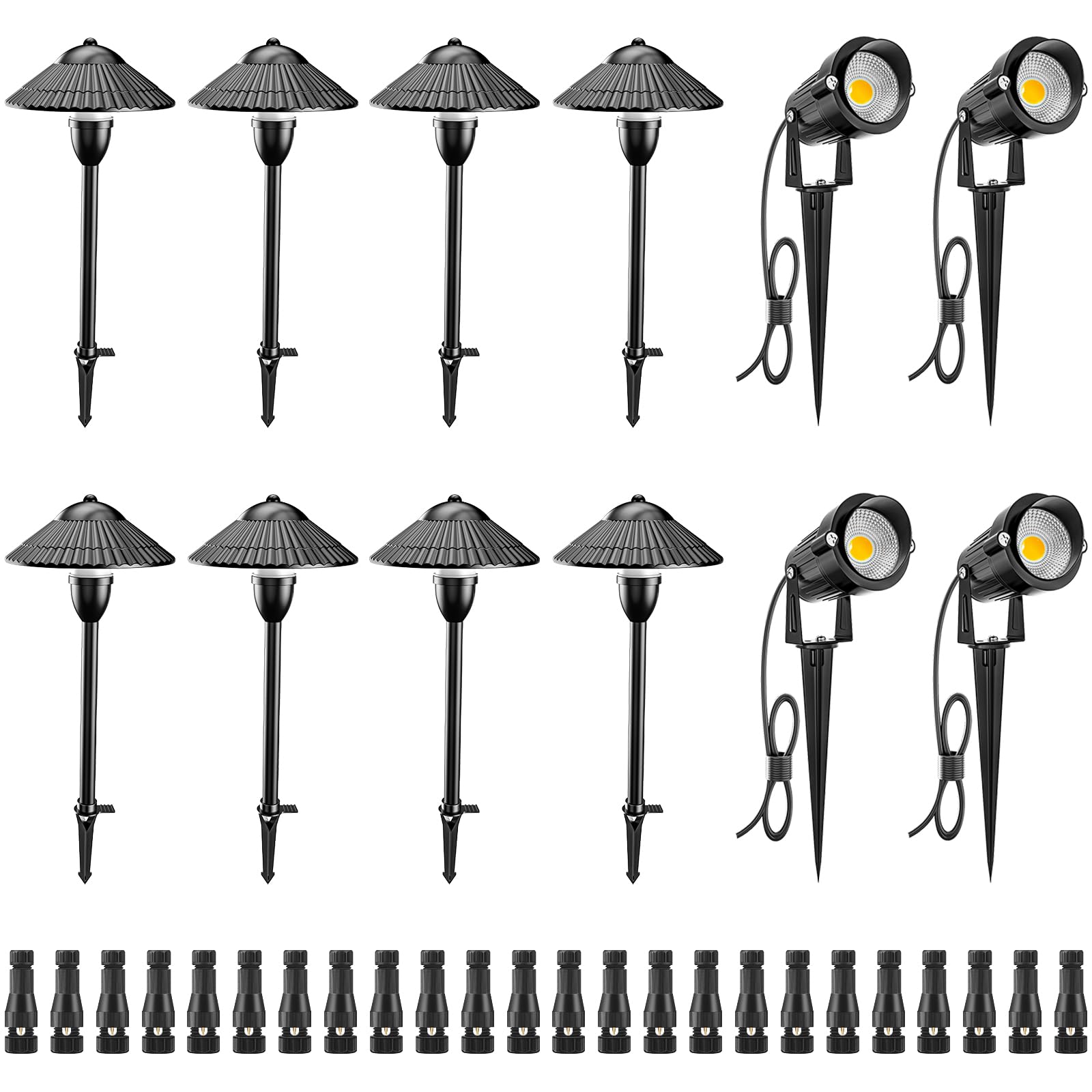 ZUCKEO LED Landscape Lighting Low Voltage Pathway Lights 12V 24V Landscape Light Kit, Outdoor Aluminum Landscape Spotlights Path Lights waterproof for Garden Yard House Decoration(12Pack)