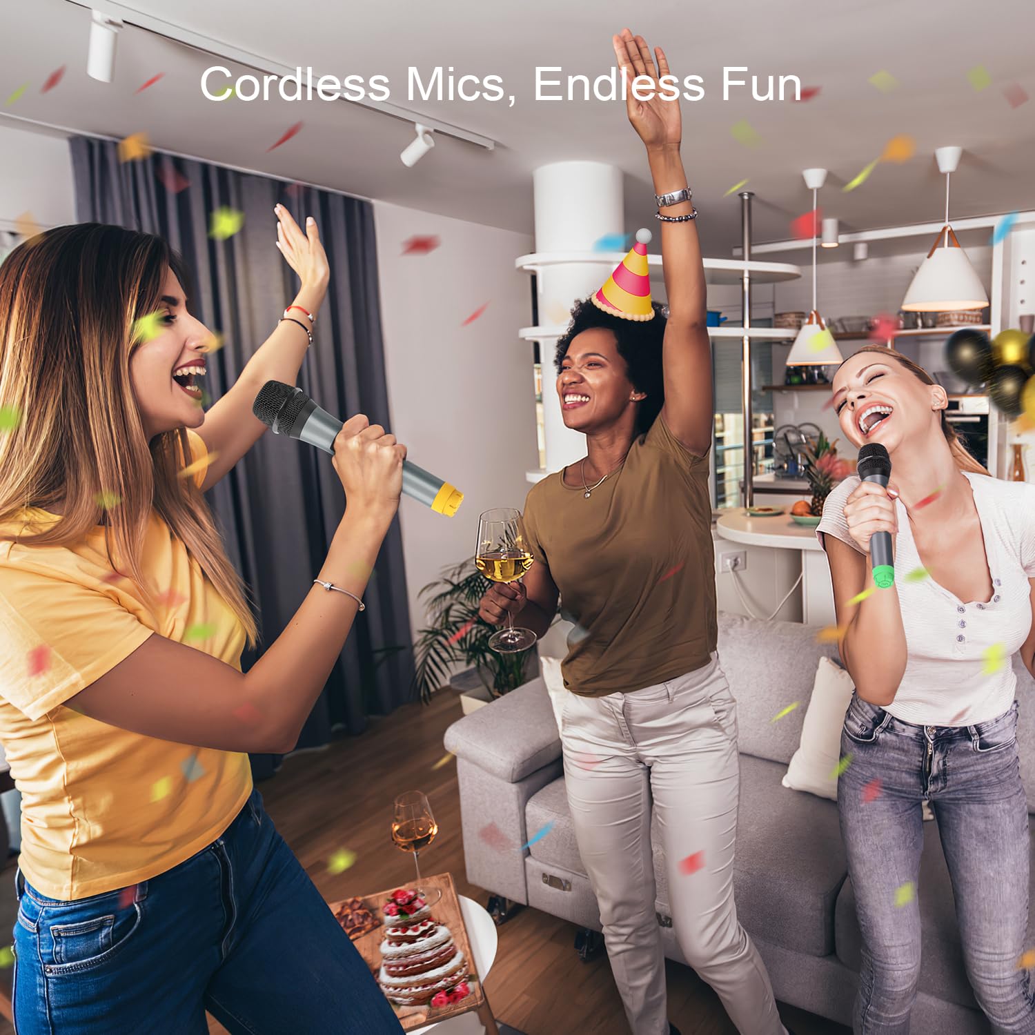 FIFINE UHF Dual Channel Wireless Handheld Microphone, Easy-to-use Karaoke Wireless Microphone System-K036