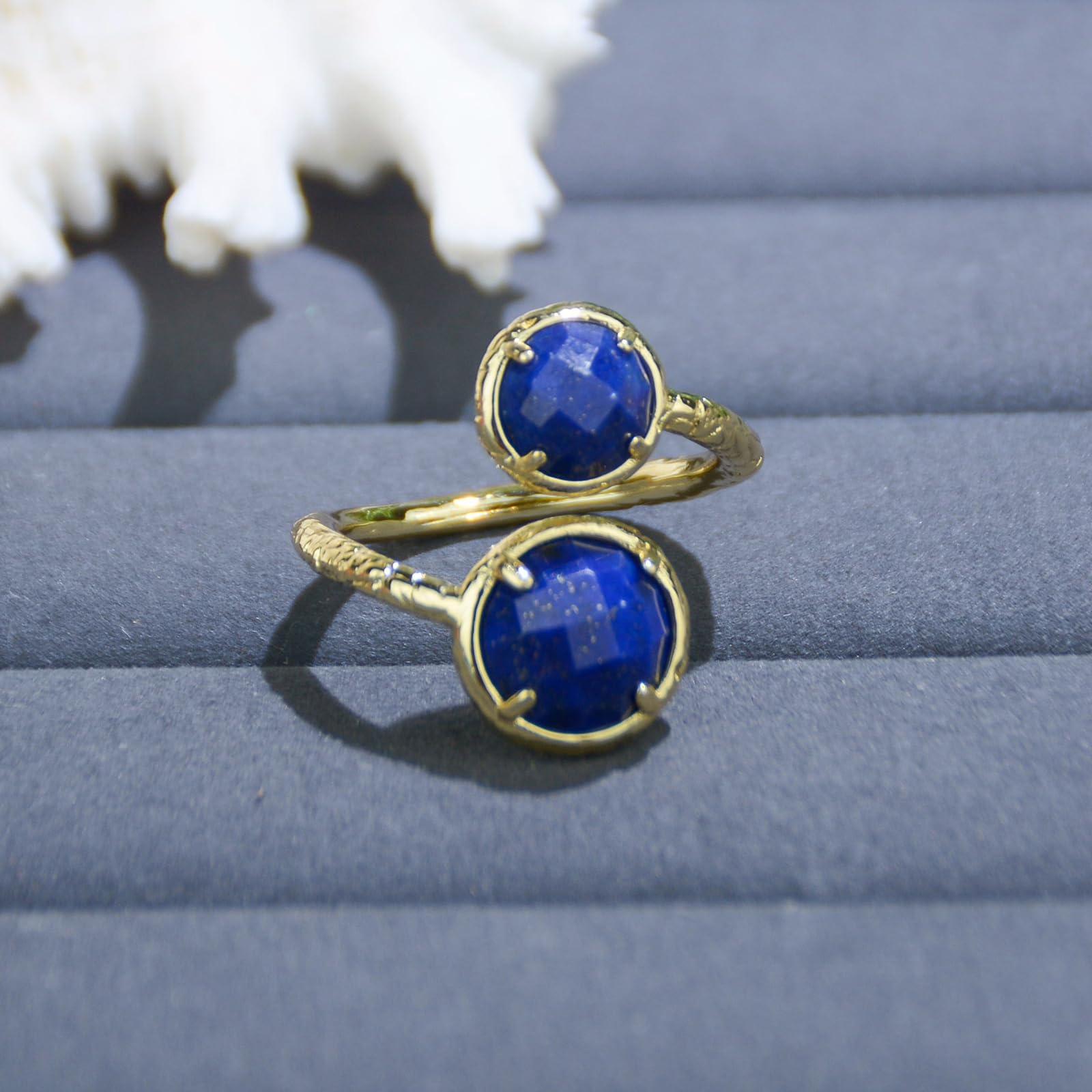 Lapis Lazuli Ring, Natural Blue Stone Ring for Lapis Lazuli Jewelry, Adjustable Handmade Ring for Women, September Birthstone Lapis Ring Gift for Her