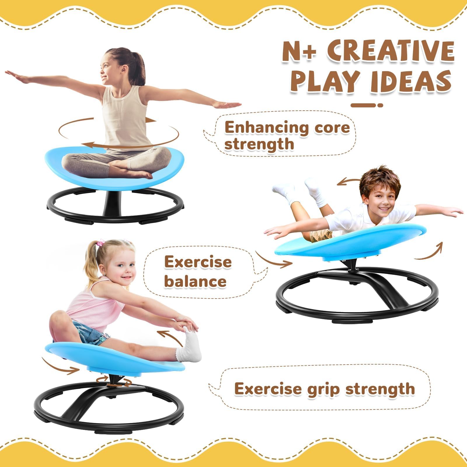 Zhenx Spinning Chair for Autistic Kids (Ages 3-18) - 220LBS Capacity Sensory Swivel Seat - Sensory Toy for Teens with ADHD/Autism - Sit and Spin Calming Gift to Improve Focus & Body Balance (Blue)