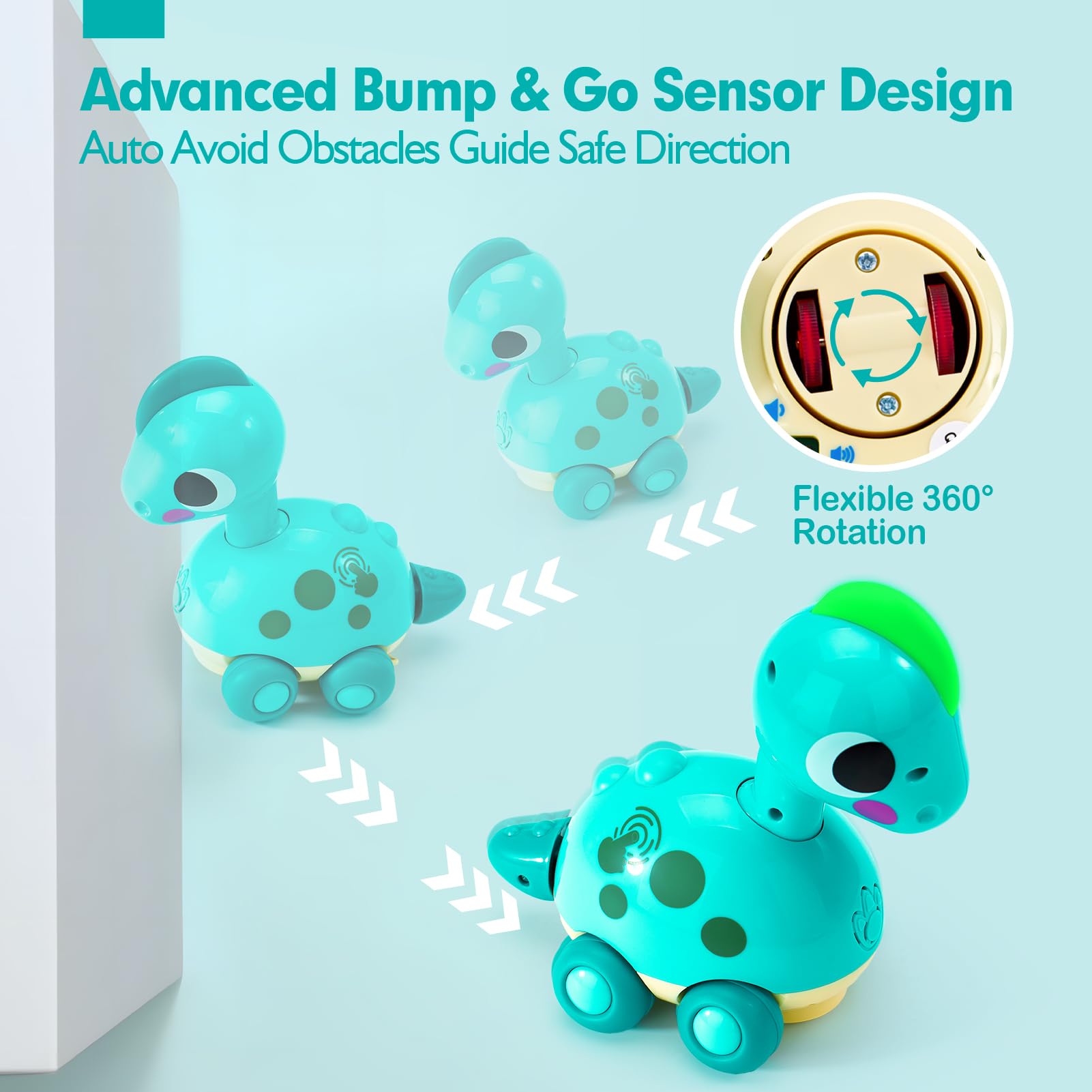 Baby Toys 6-12 Months - Touch & Go Musical Light Infant Toys Baby Crawling Baby Toys 12-18 Months, Tummy Time Toys for 1 Year Old Boy Gifts Girl Toddlers Christmas Stocking Stuffers for Age 1-2