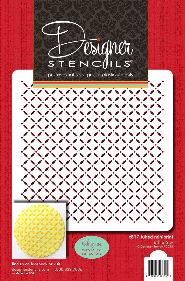 Designer Stencils Tufted Lattice Miniprint Stencil, Beige/semi-transparent