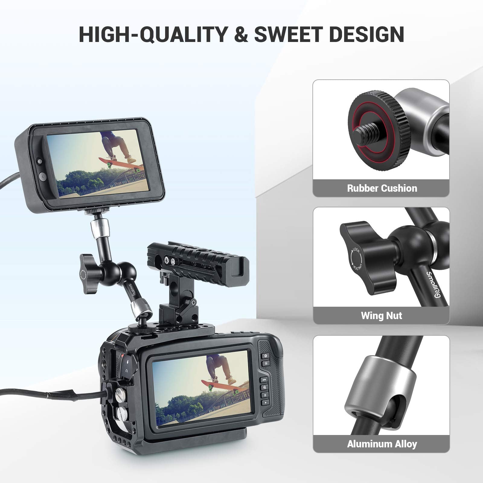 SmallRig 5.5 Inches Adjustable Friction Articulating Magic Arm, with Both 1/4" Screw for LCD Monitor/LED Lights