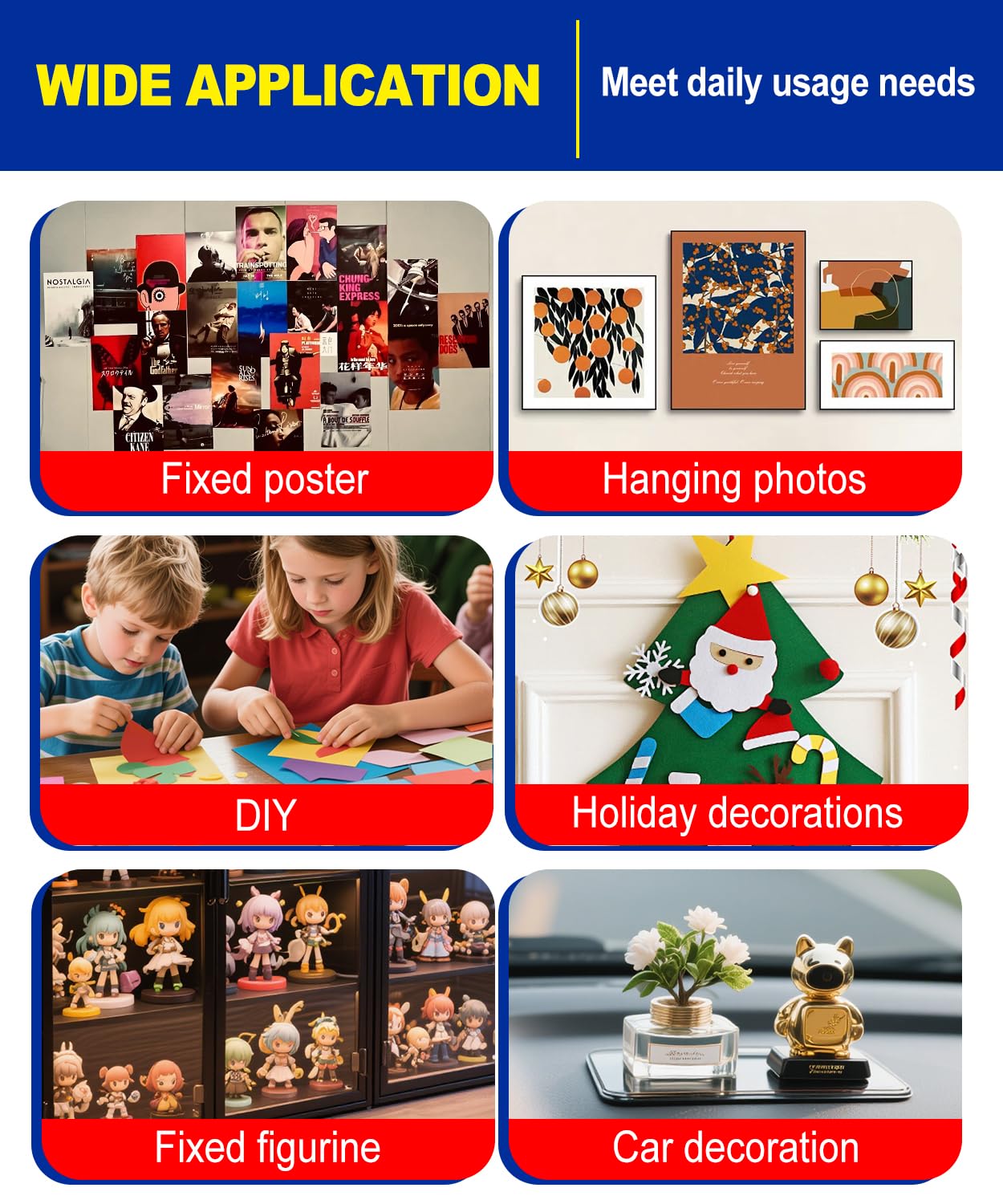 PHIXBEAR 30Pcs Double Sided Adhesive Pads,Heavy Duty Mounting Tape, Super-Sticky Clear Strong Pads Rectangle Shape Waterproof for Walls Picture, Car, Home, Office 1x1.2 Inch