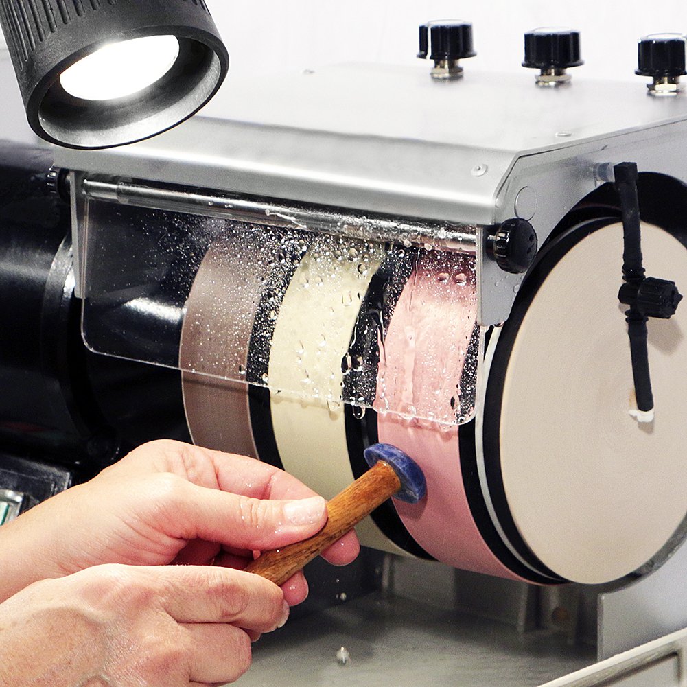 CabKing Cabbing Machine Lapidary Equipment - Gem Stone Grinder Jewelry Rock Polisher - Includes Diamond Wheels, LED Lamp, Water System, & Accessories - 6" Grinder Polishing Machine - Model CABKING-6V3