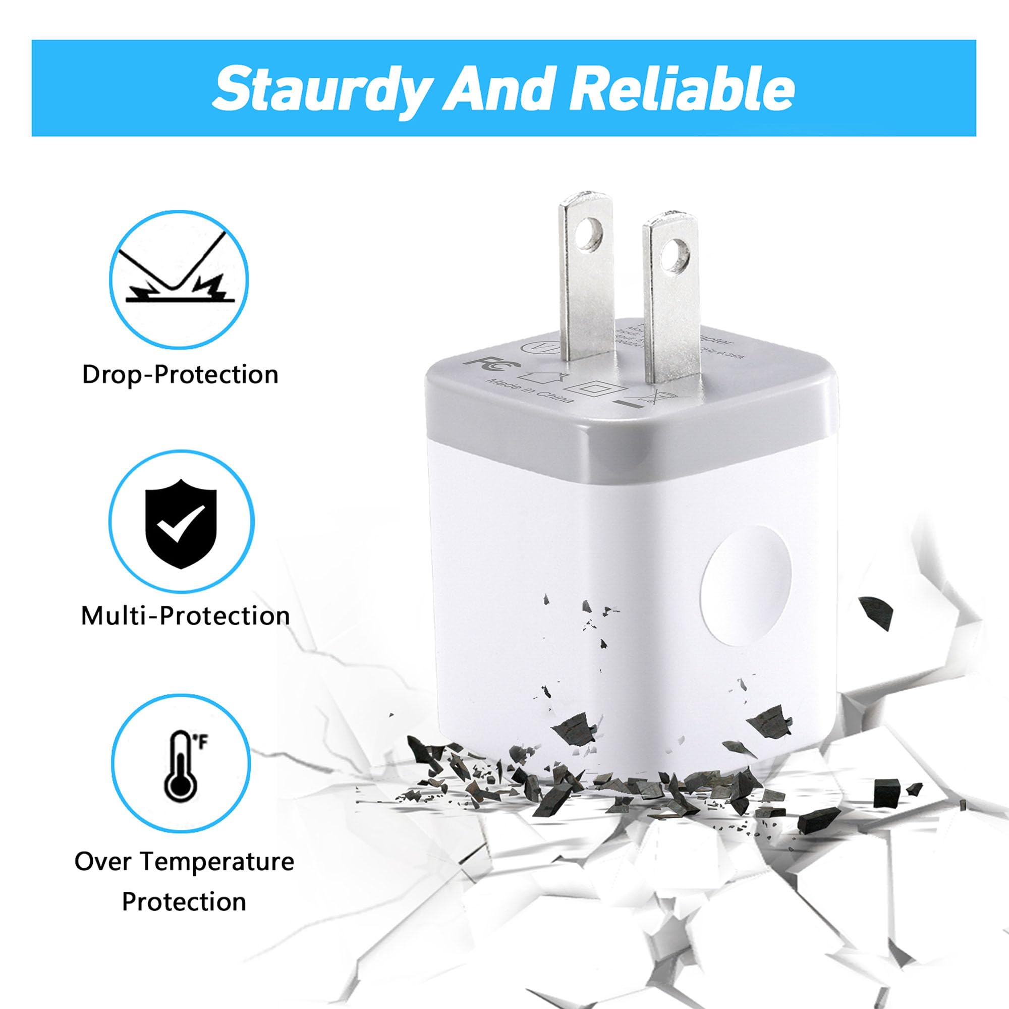 X-EDITION USB Wall Charger,4-Pack 2.1A Dual Port USB Cube Power Adapter Wall Charger Plug Charging Block Cube for iPhone 14/13/12/11/Pro Max/XS/XR/X/8/7/6 Plus, Pad, Samsung, LG, Moto, Android (White)