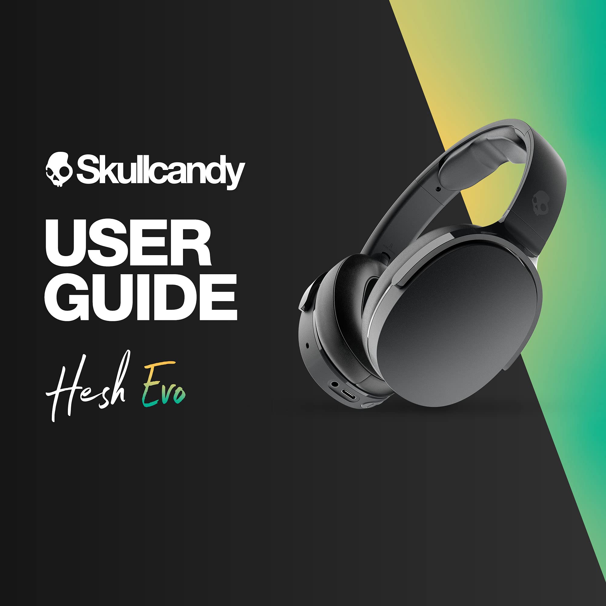 Skullcandy Hesh Evo Wireless Headphones with Charging Cable, 36 Hr Battery, Microphone, Works with iPhone Android and Bluetooth Devices - True Black