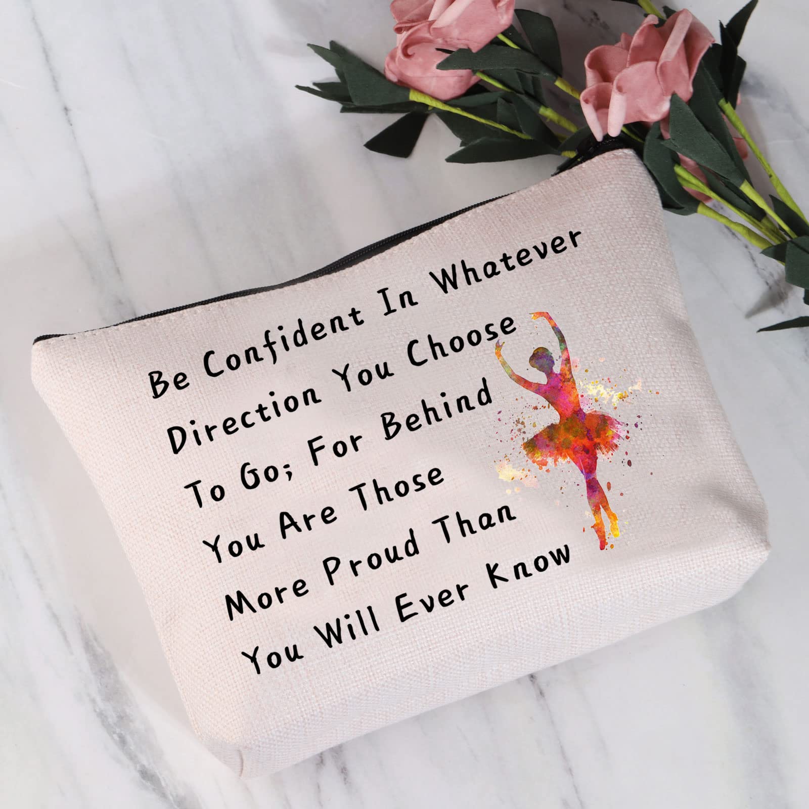 JYTAPP Dance Makeup Bag Inspirational Ballet Dancer Cosmetic Bag Dance Teacher Gifts Dancing Makeup Zipper Pouch Recital Gift 5678 Gift