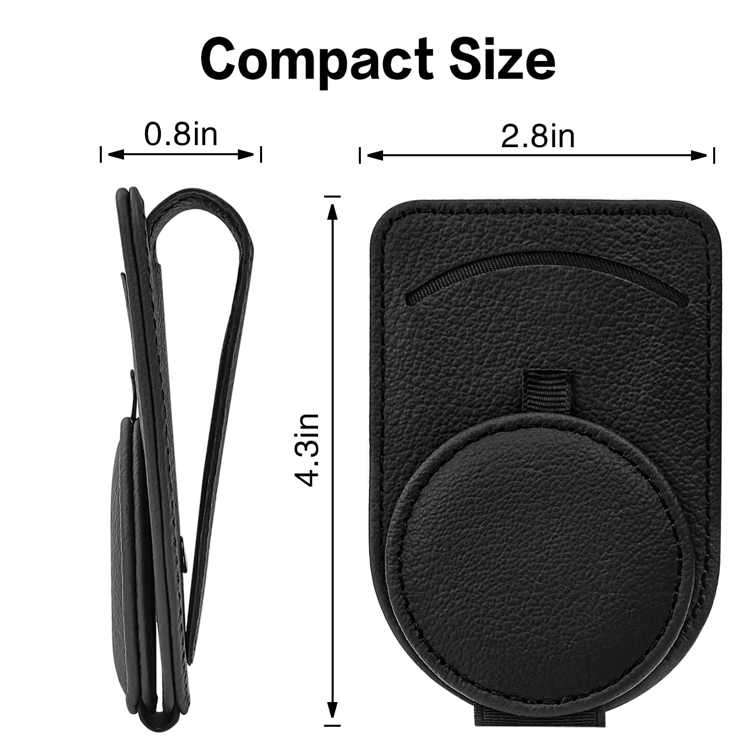 sicotool Sunglass Holder for Car Visor, Magnetic Leather Eyeglass Holder and Ticket Card Clip, Black Sunglasses Clip Car Accessories Interior for Woman Man