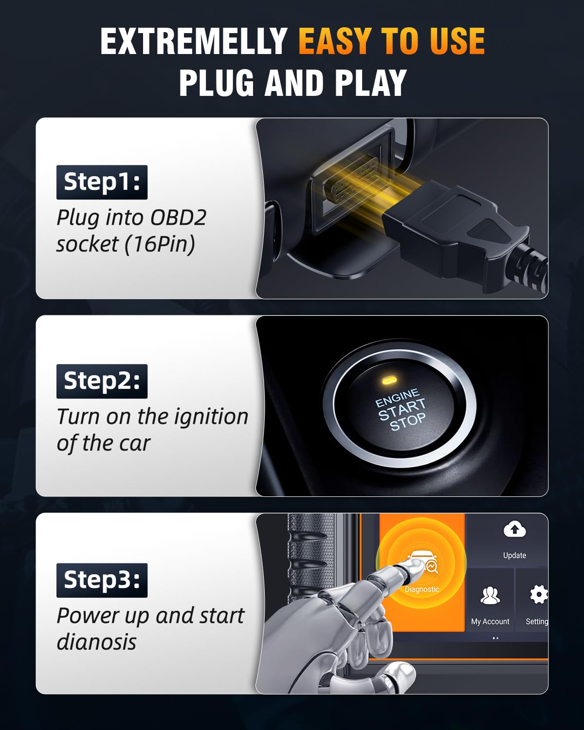 FOXWELL NT726 Bidirectional Full System Scan Tool for All Cars, 12+ Service Resets with Oil EPB TPMS SAS ABS Bleeding Throttle Relearn Injector Coding, Automotive OBD2 Scanner Diagnostic Tool