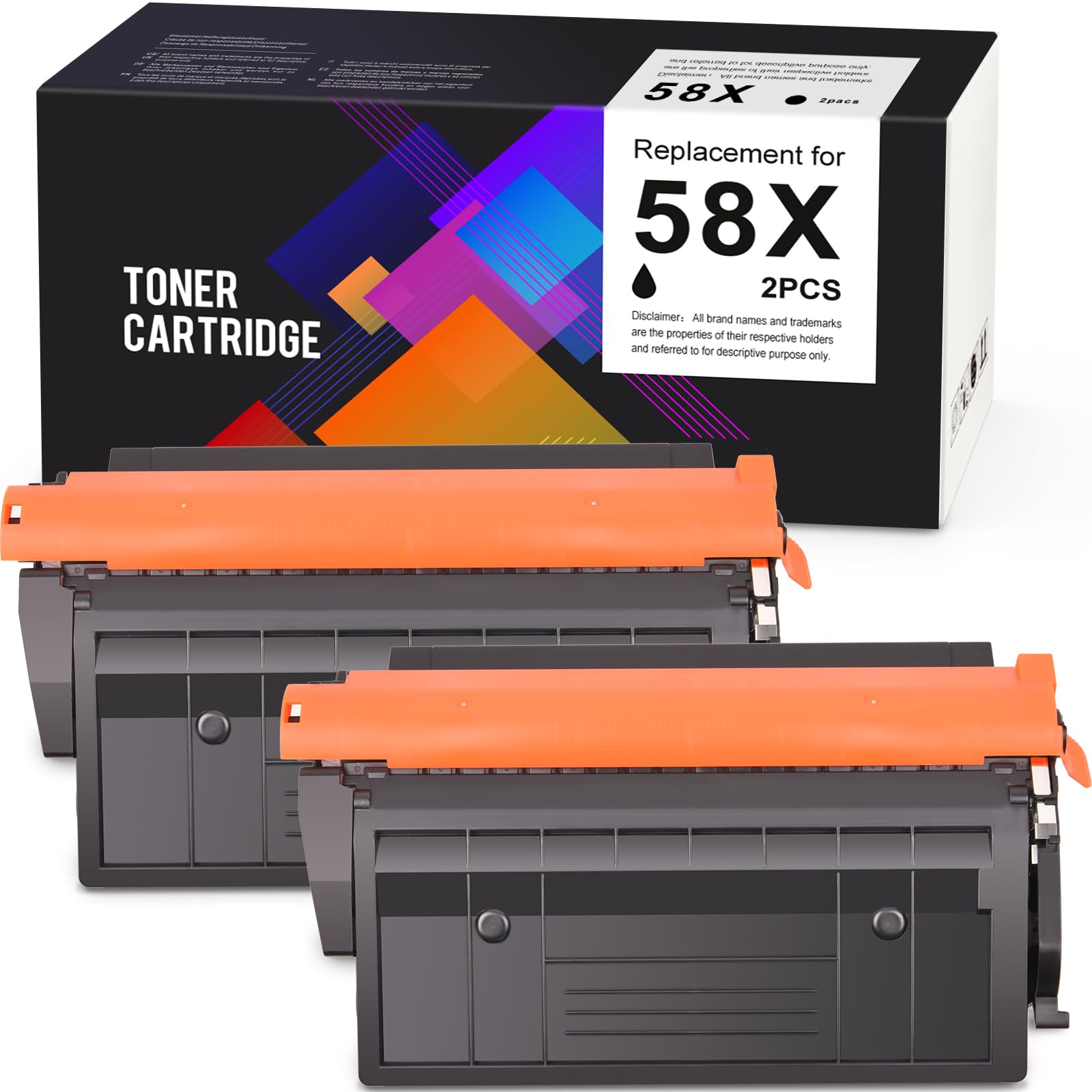 58X CF258X Toner Cartridge Black Replacement for HP 58X CF258X Toner for HP Laserjet Pro MFP M428fdw M428fdn M428dw M404 M428 Laserjet Pro M404n M404dn M404dw Printer [with Chip, 2 Pack]