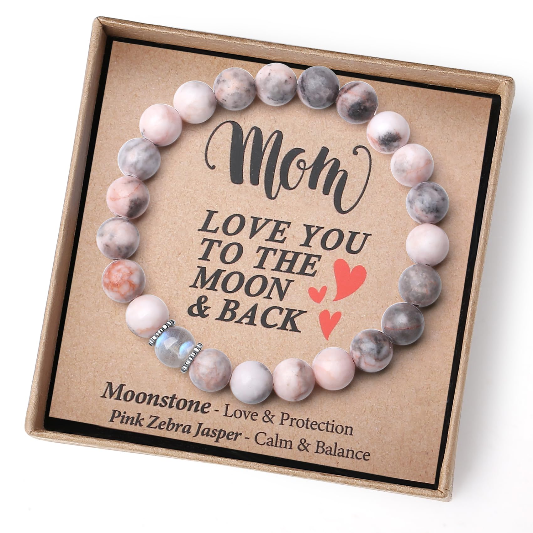 THEMEROL Gifts for Mom Christmas Gifts Birthday Gifts from Daughter Son Stocking Stuffers Mom Valentines Moonstone Bracelet Women Mothers Day Gifts Great Presents Best Mama Unique Handmade Easter