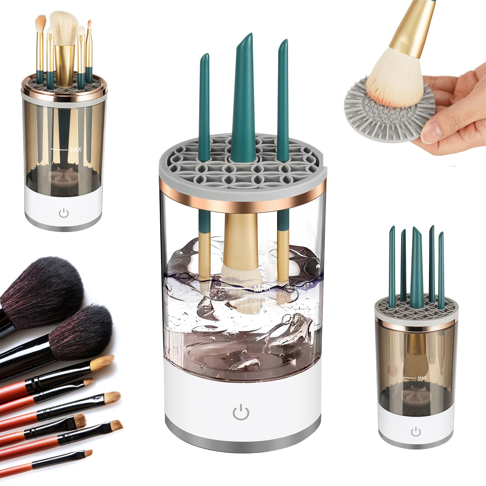 Automatic Makeup Painting Brush Cleaner, 4-IN-1 Multifunctional Tool, Deeper Clean, Air Drying, Dust-proof, for All Size Brushes, Versatile Design