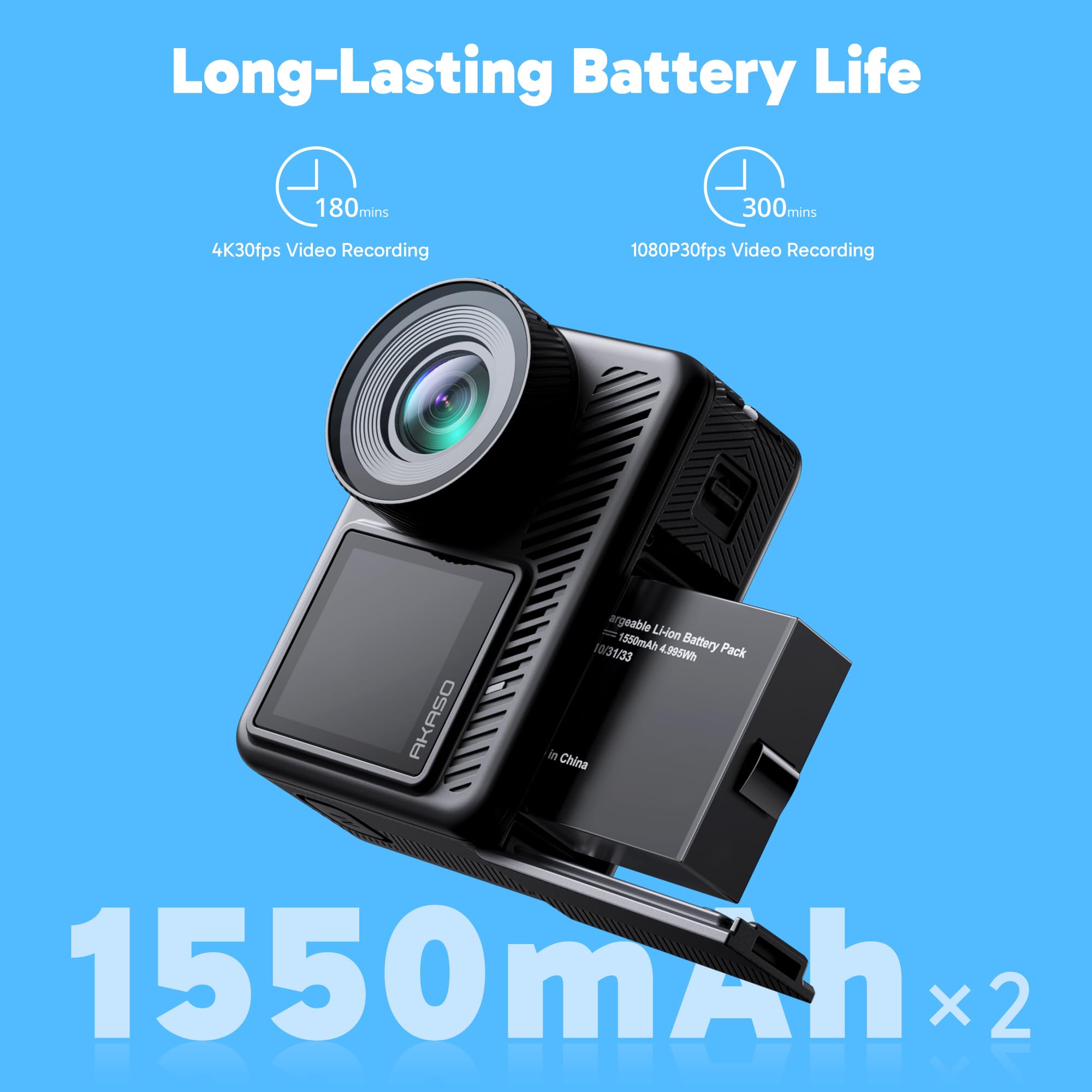 AKASO Brave 8 Lite Waterproof Action Camera with 4K60 Ultra HD Video, 20MP Photos, HDR, Touch Screen, SuperSmooth Stabilization, 8X Slow Motion, ZOOM, Super Wide Angle, Remote Control and Accessories