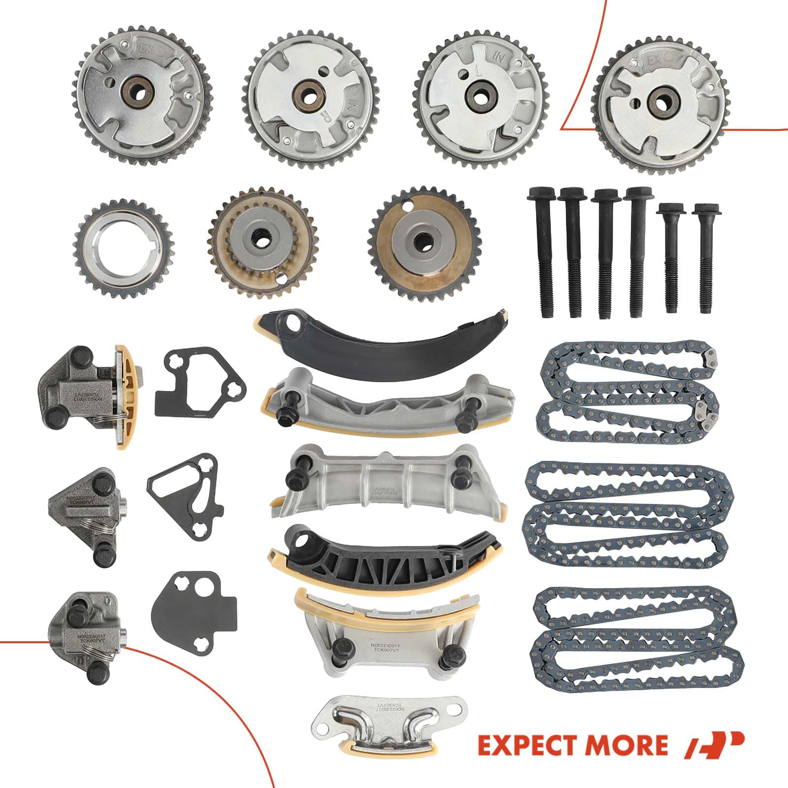 A-Premium Engine Timing Chain Kit W/VVT Sprocket [fits DOHC, V6 3.0L 3.2L 3.6L] Compatible with Chevy & GMC & Pontiac & Saab & Saturn & Suzuki & Buick & Cadillac, fits Equinox, Canyon, G6, XTS & More