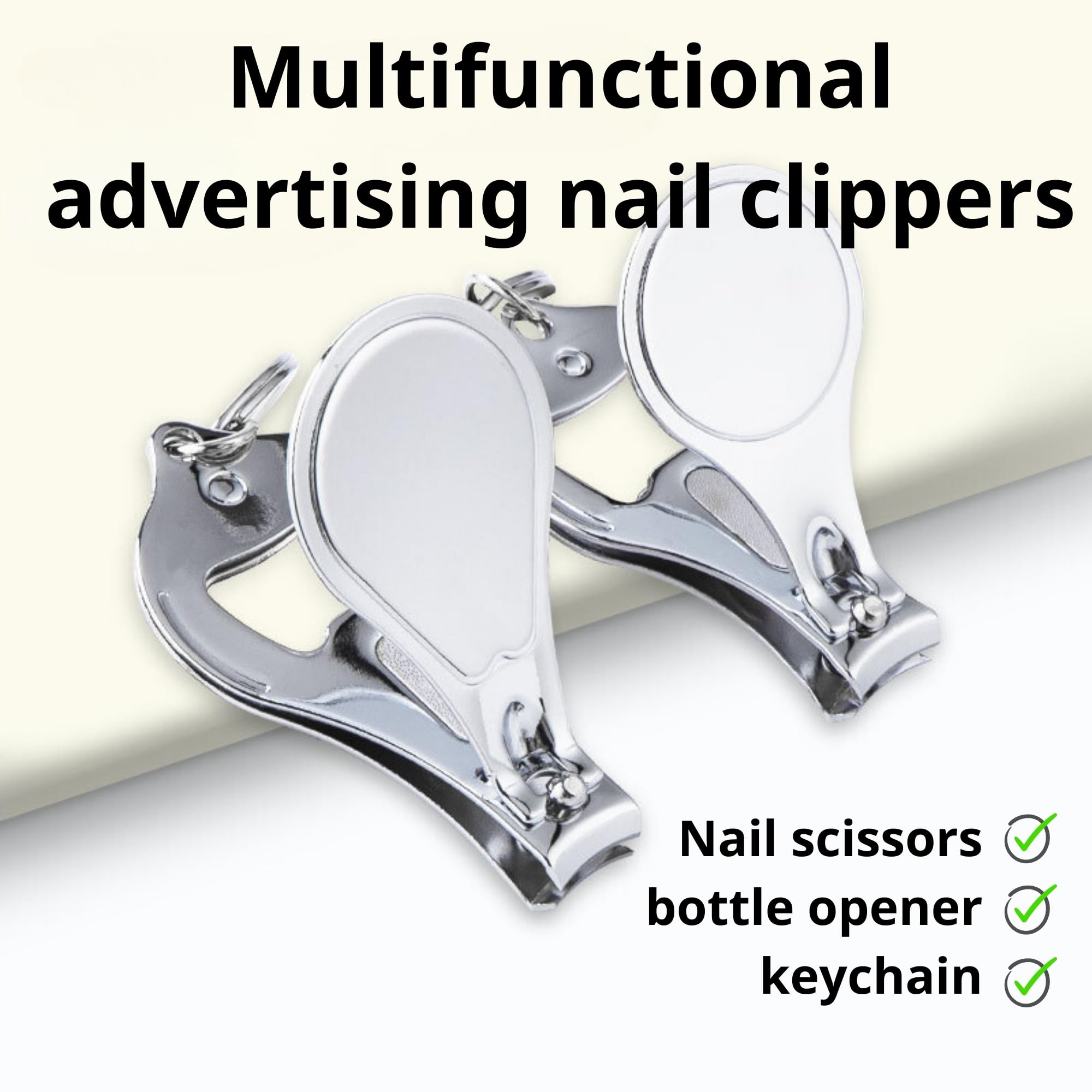 100 PCSBottle Opener Nail Clipper Keychain Versatile Durable, Personalized Color Resin LOGO Image Text or Engraved, Private Customized Party Wedding Christmas Favors Brewery Promotional Items