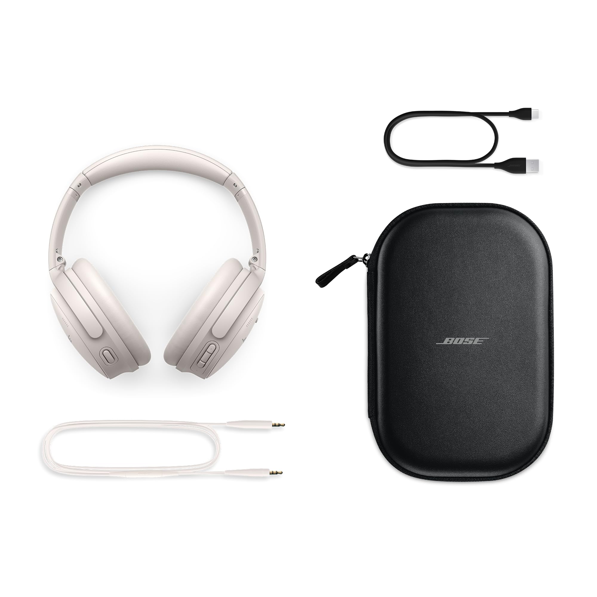 Bose QuietComfort Bluetooth Headphones, Wireless Headphones, Over Ear Noise Cancelling Headphones with Mic, Up To 24 Hours of Battery Life, White Smoke