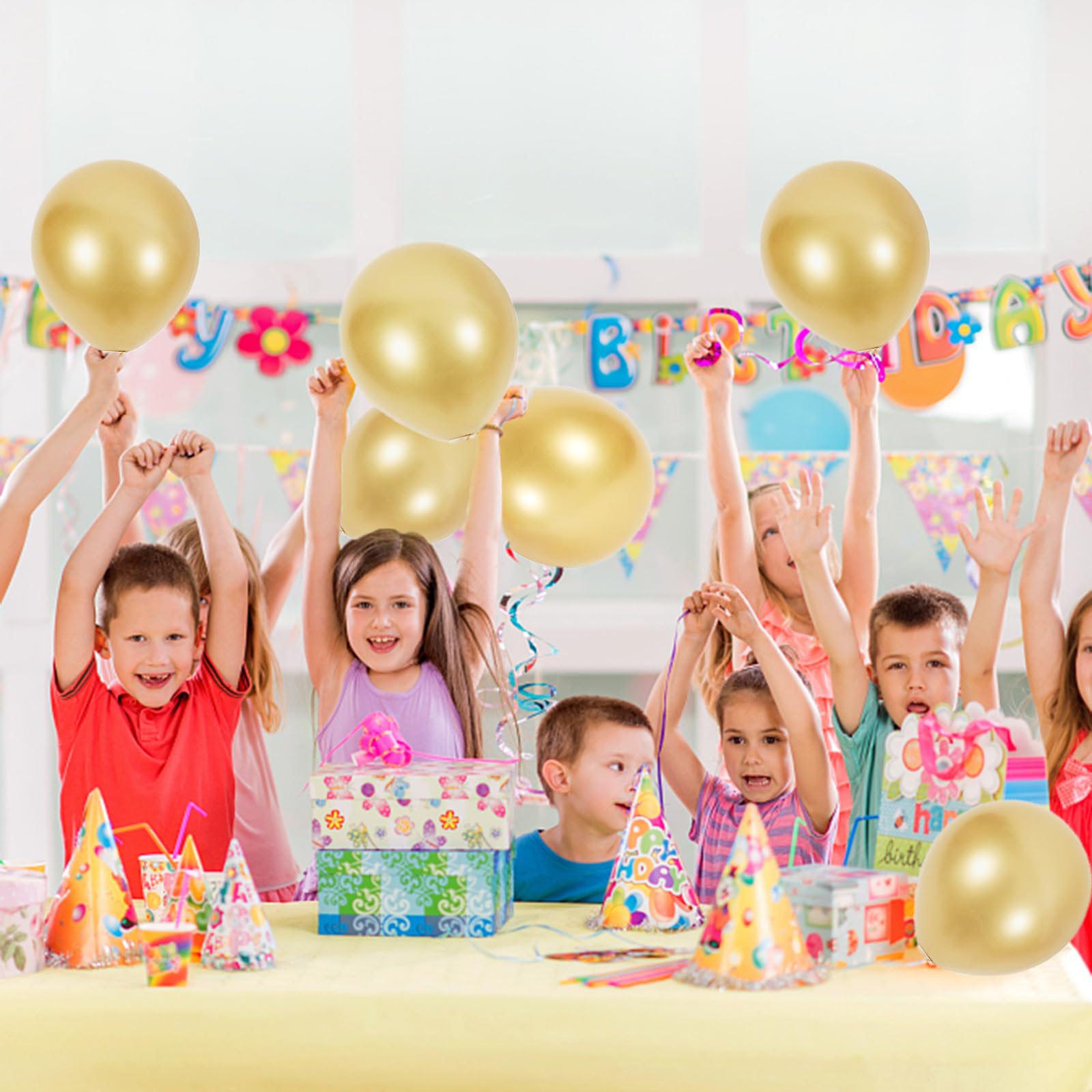 Borcolo100PCS Metallic Chrome Balloons, Birthday Balloons, Shiny Balloons, 12inch(30cm) Birthday Wedding Graduation Anniversary Party Decorations (Golden)