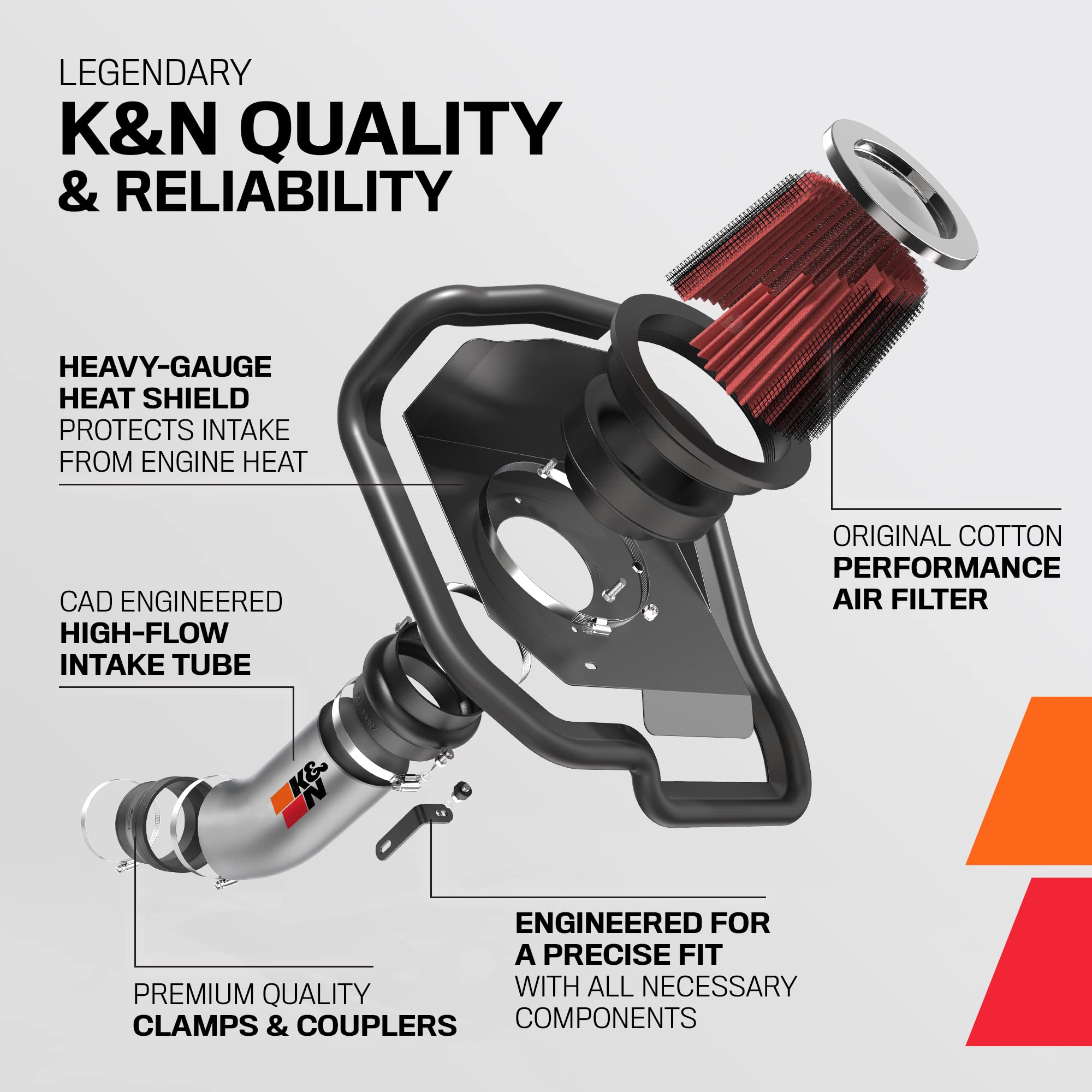 K&N Cold Air Intake Kit: Increase Acceleration & Engine Growl, Guaranteed to Increase Horsepower up to 8HP: Compatible with 2.5L, L4, 2013-2016 Chevy Malibu, 69-4529TS