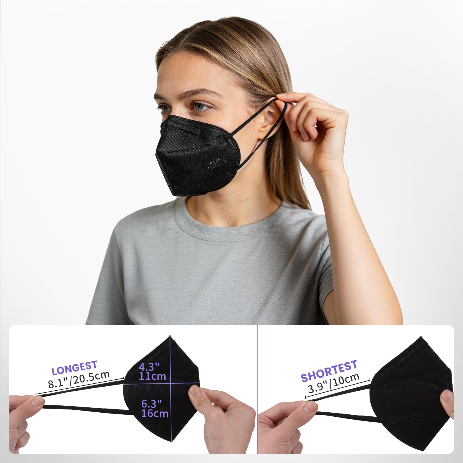 AFYecmy KN95 Face Masks 100 Packs, Breathable Disposable Face Mask for Adults and Teens