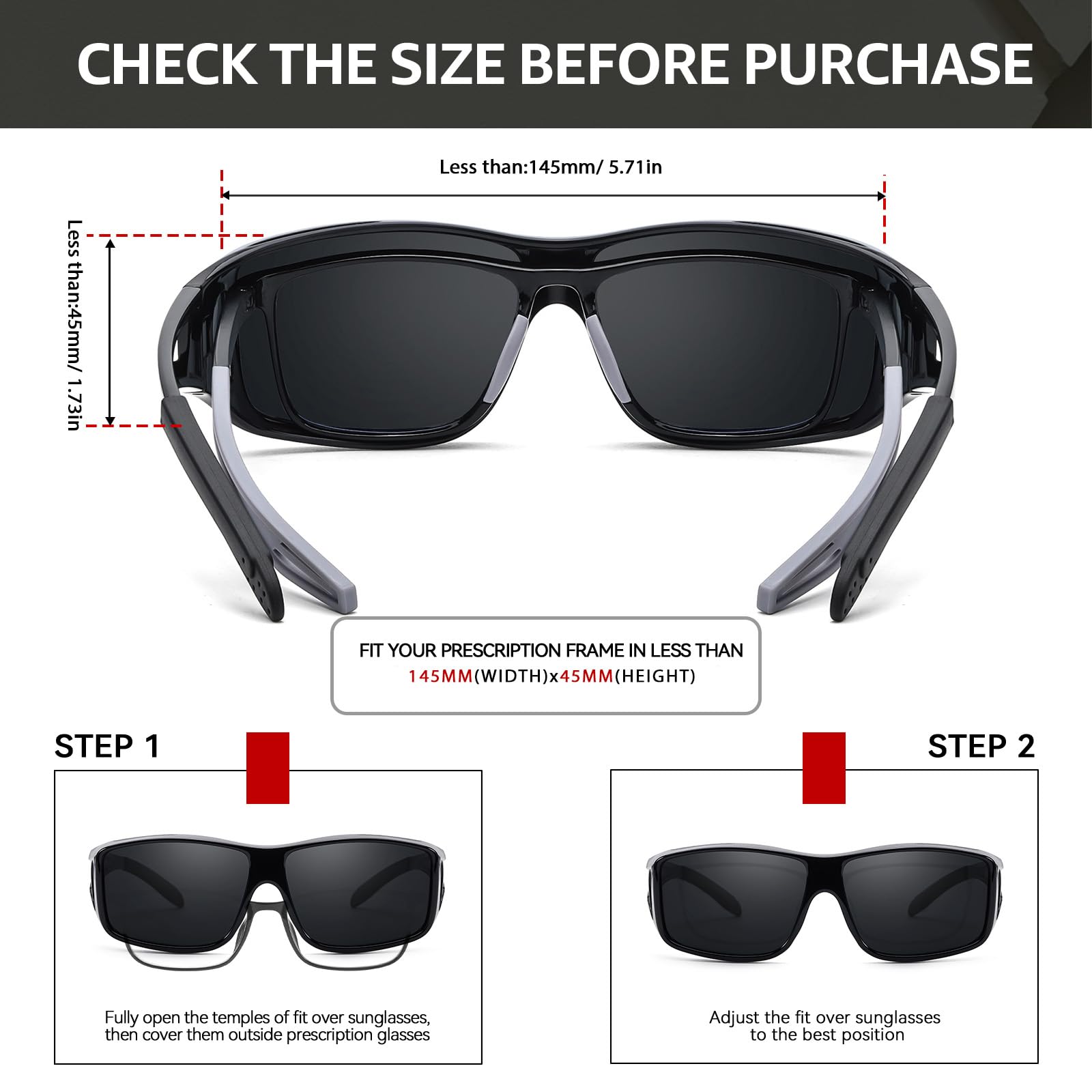 TJUTR Polarized Over Glasses Sunglasses for Men & Women, Trendy Wrap Around Sun Glasses UV400 Protection Shades