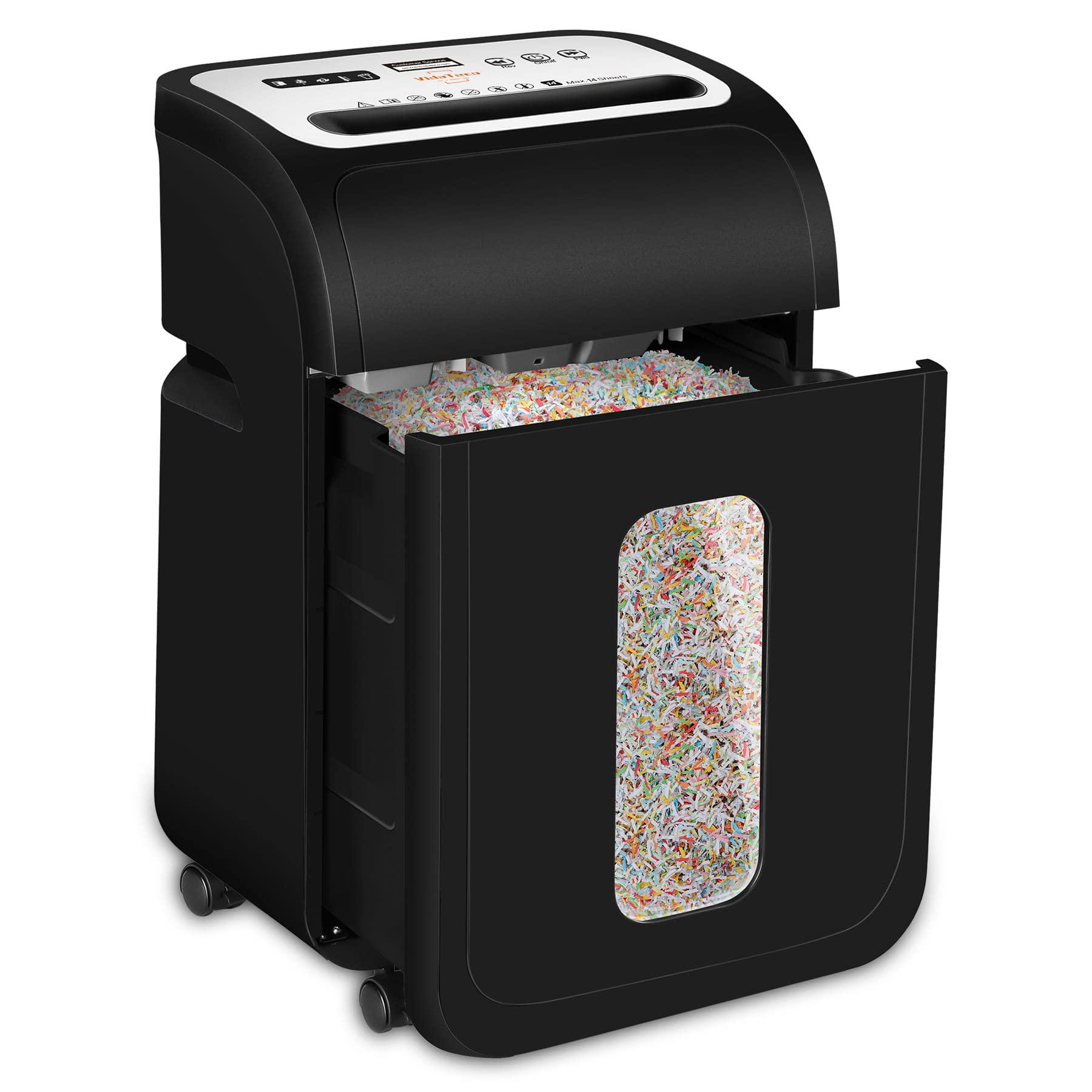 Paper Shredder for Home Office,VidaTeco 14-Sheet 60-Mins Micro Cut Shredder with US Patented Blade,Shred Card/CD/Clip/Staple,Shredder for Home Use Heavy Duty,AUTO Jam Proof,5.3-Gallon Pullout Bin(ETL)