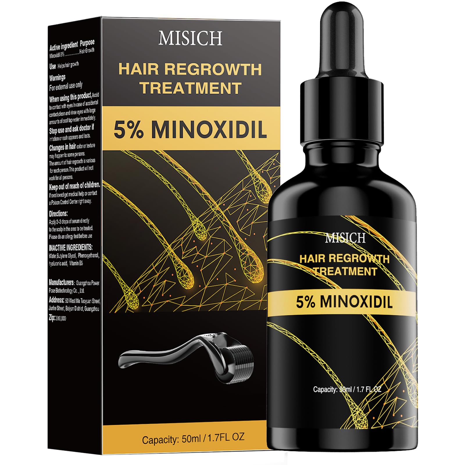 MGLIMZ 5% Minoxidil for Men Women Hair Growth, Hair Growth minoxidil for men beard Regrowth Treatments, Extra Strength Minoxidil Hair Oil for Thicker Longer Fuller Healthier Hair