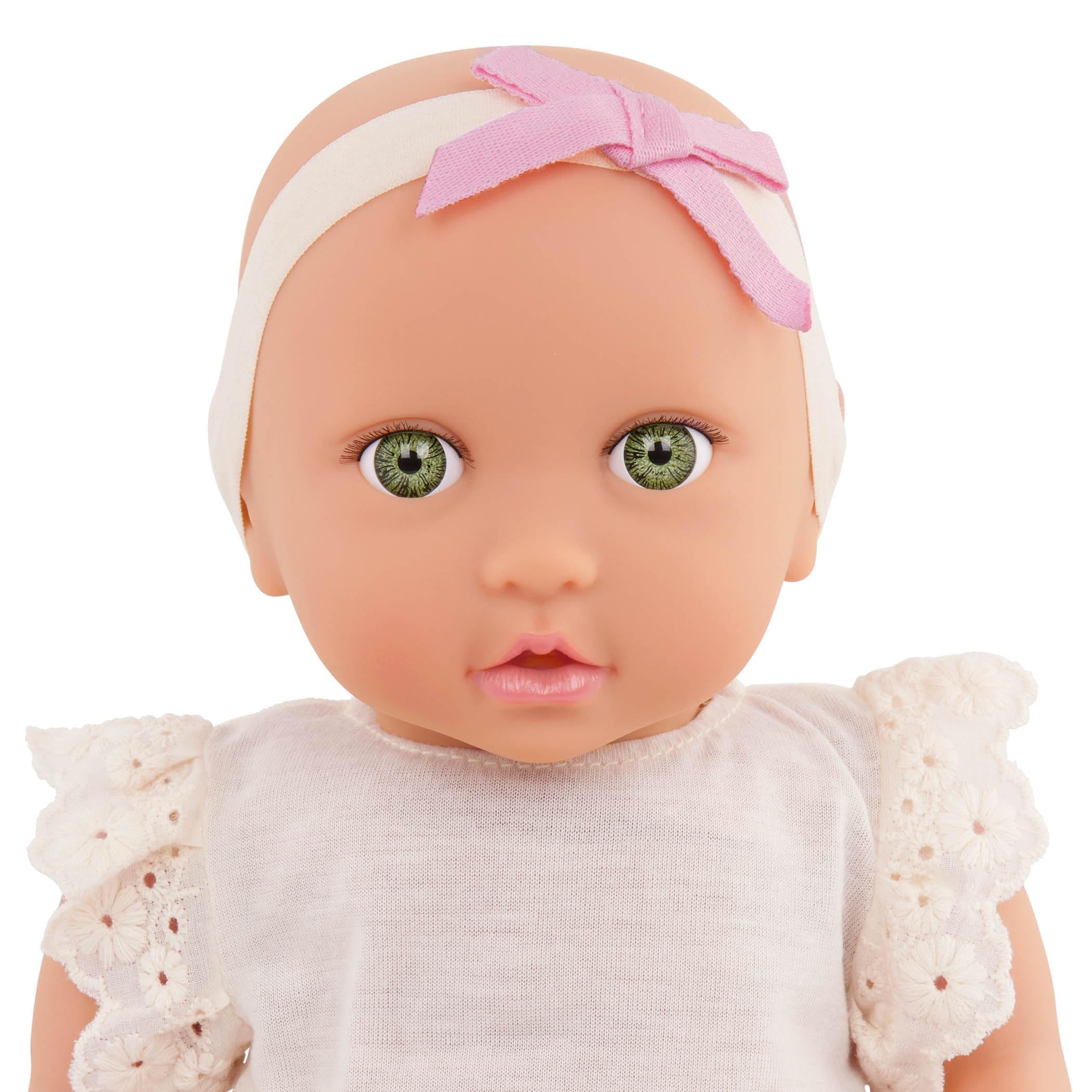 LullaBaby – 14-inch Realistic Baby Doll – Carrier Travel Accessory – Fair Skin Tone & Green Eyes – Pretend Play – Toys For Kids Ages 2 & Up – Baby Doll & Carrier Set