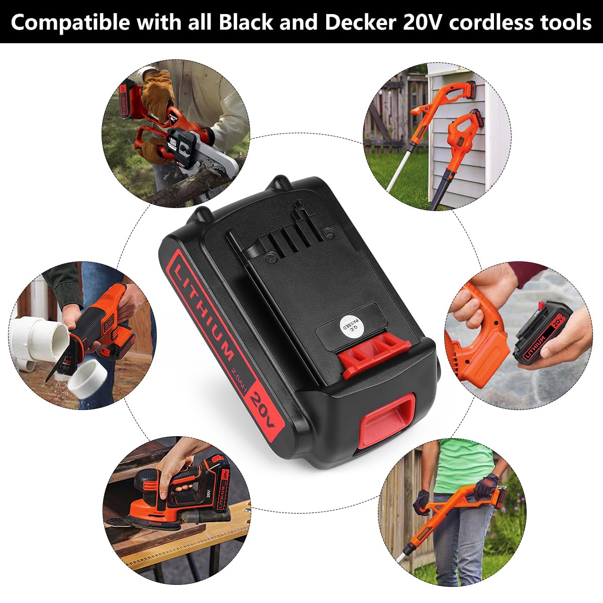 KINGTIANLE 2.5Ah 20V Max Lithium Battery Replacement for Black and Decker 20V Lithium Battery LBXR20 LBXR20-OPE LB20 LBX20 LBX4020 LB2X4020 Cordless Tools Batteries
