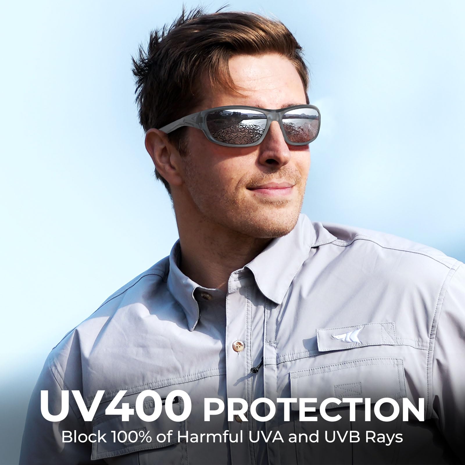 KastKing Hiwassee Polarized Sport Sunglasses for Men and Women, Matte Smoke Crystal Frame,Smoke Lens