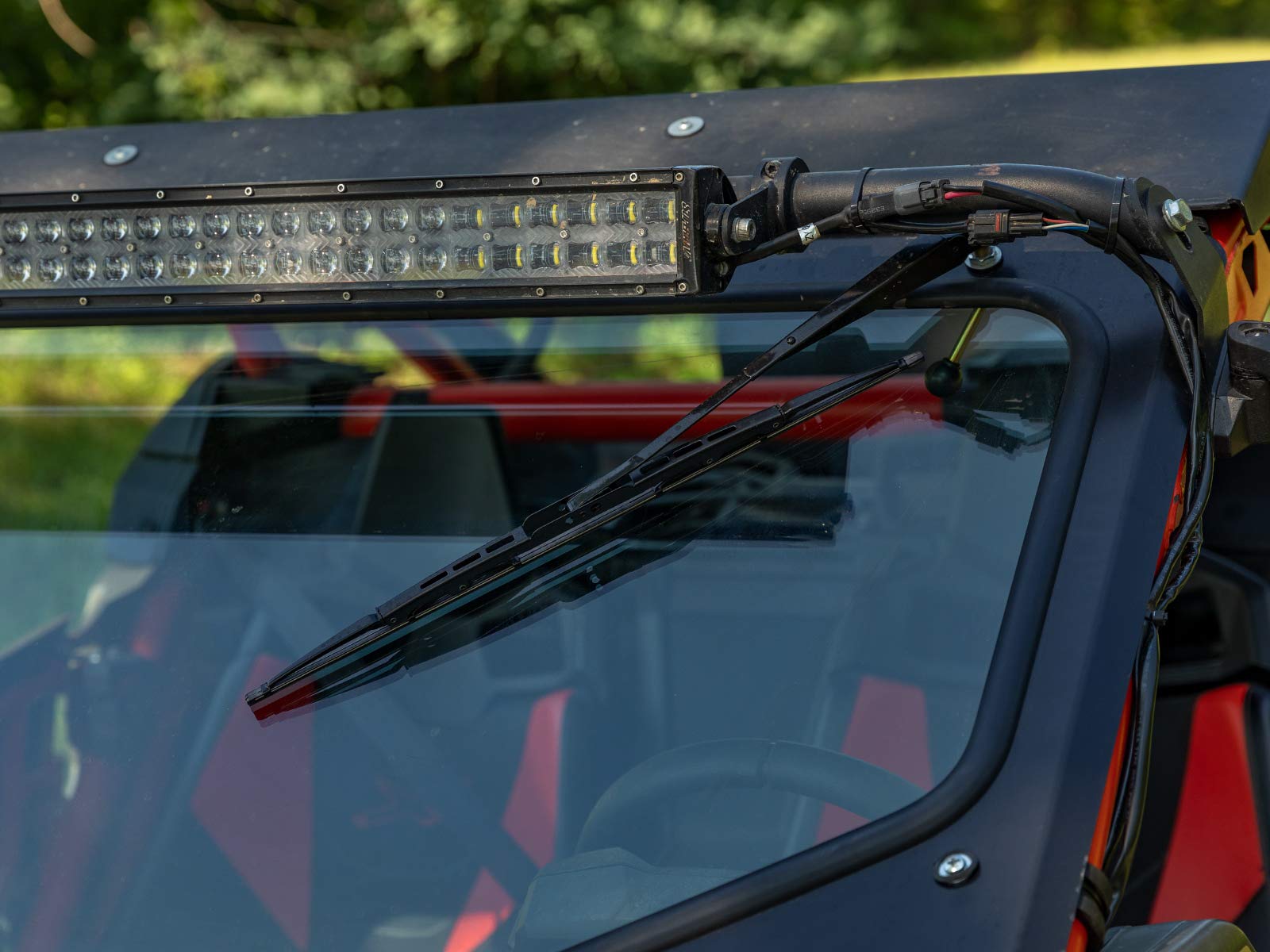 SuperATV Vented Front Glass Windshield for the CanAm Maverick X3 2017+ (See Fitment) | DOT Approved Laminated Safety Glass Windshield | Includes Manual Wiper | Easy Install